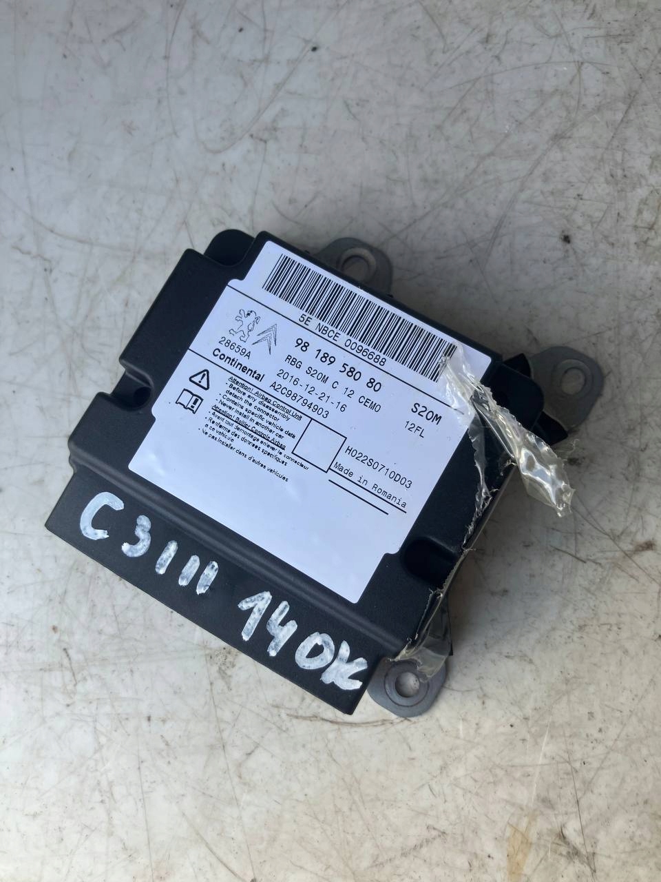 SENSOR modulo airbag CITROEN C3 III 9818958080 OK