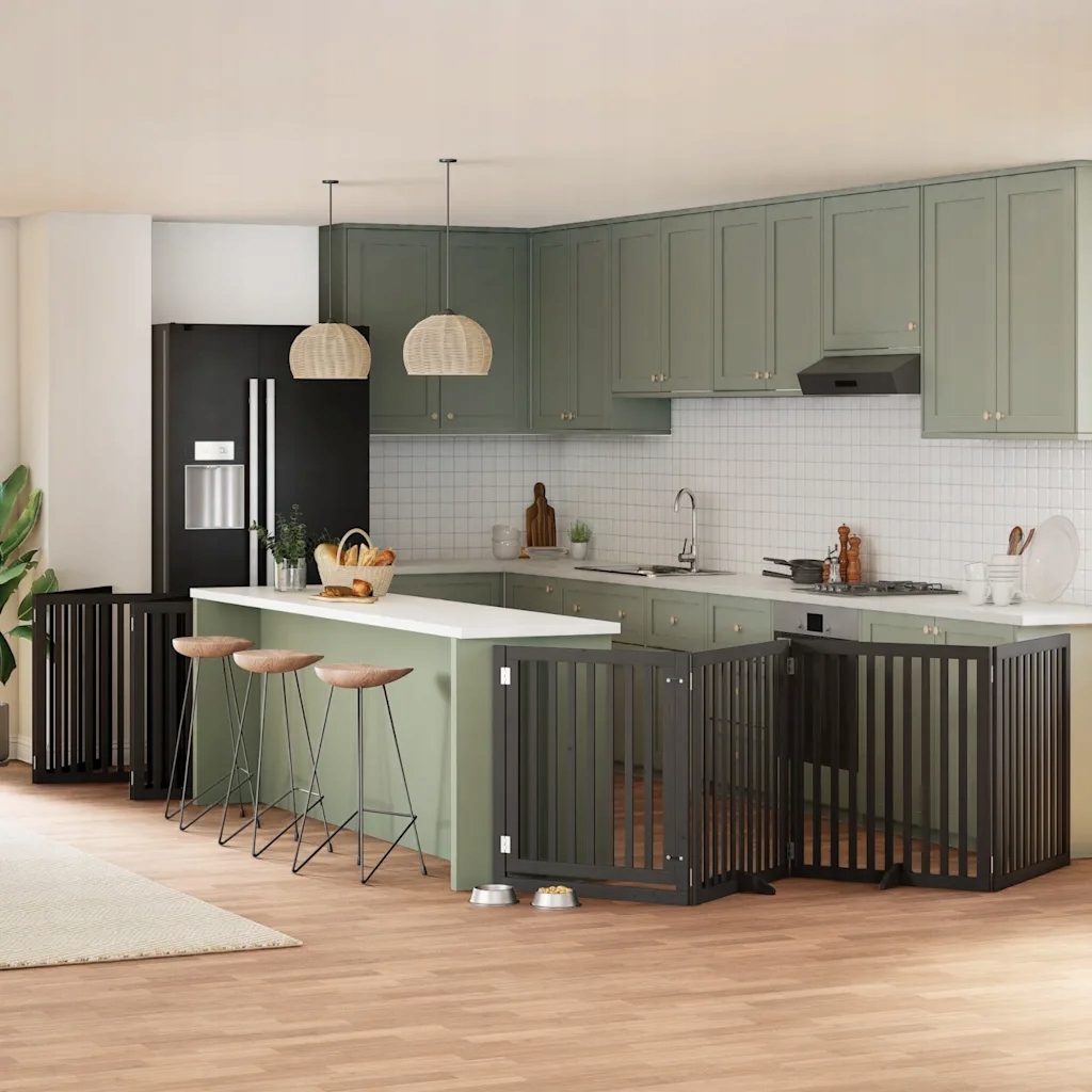 Zábrana pro psy s dvířky skládací 10 panelů černá 800 cm topol Černý 315568