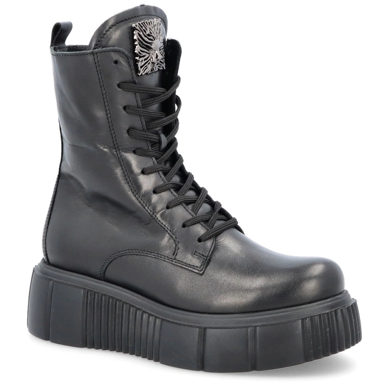 Kožené workery na platformě Simen 5734A Černé 38