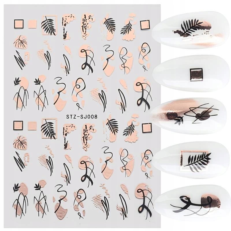 NAKLEJKI NA PAZNOKCIE SAMOPRZYLEPNE ZYGZAK LIŚĆ LIŚCIE NAKLEJKA STZ-SJ008 Marka Rel