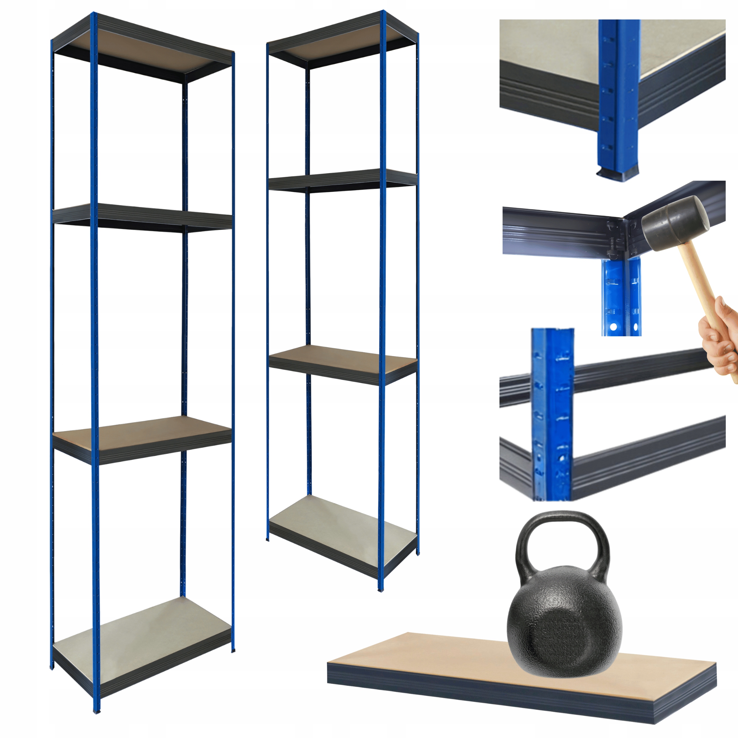 Kovový skladový regál s garážovým stojanom Helios 180x60x60 cm 4Px175 kg