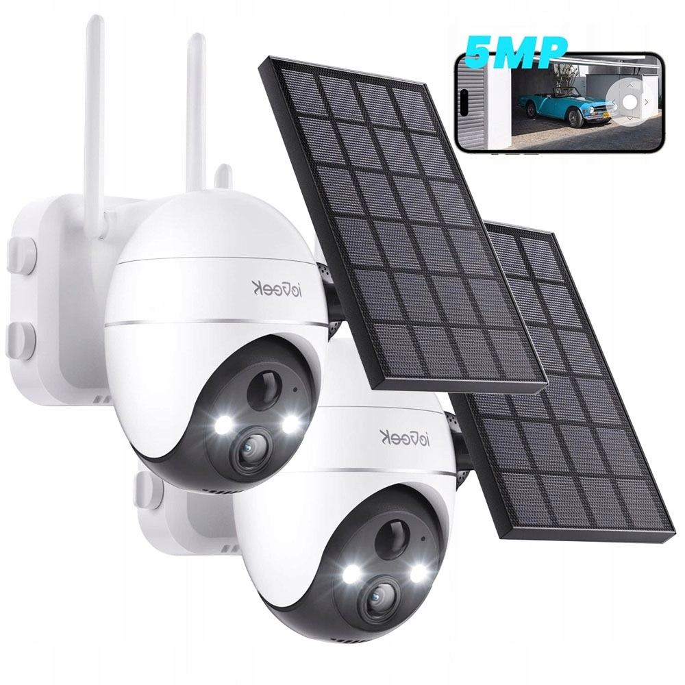 2ks Solární Wifi Kamera 5MPX Smart Venkovní Otočná Ip Bezdrátová