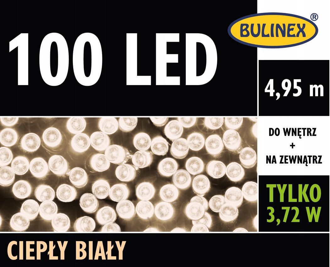 

Lampki Bulinex 100LED W/z Białe Ciepłe 4,95 Mb 6W