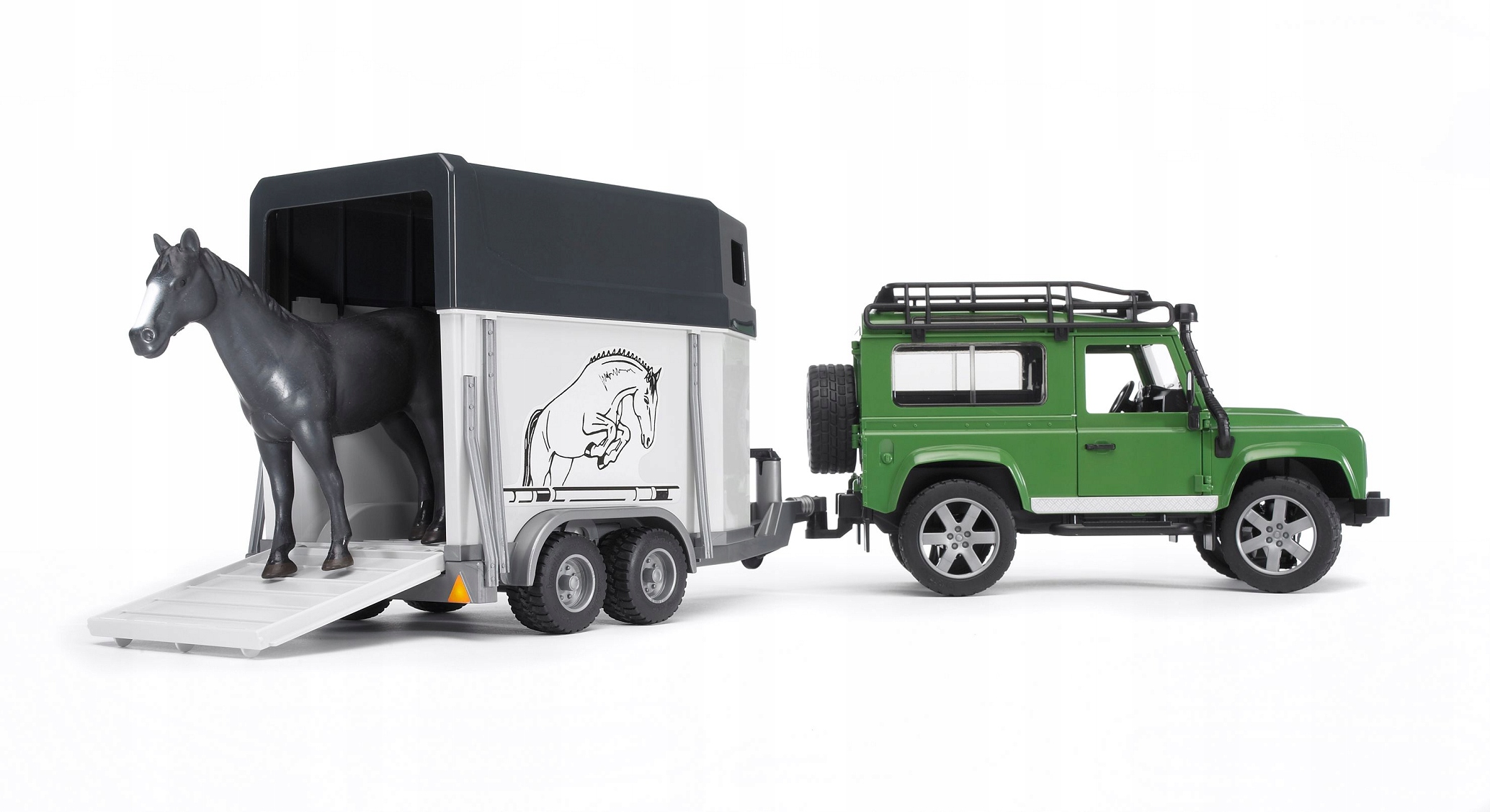 BRUDER Land Rover z przyczepą + figurka 02592