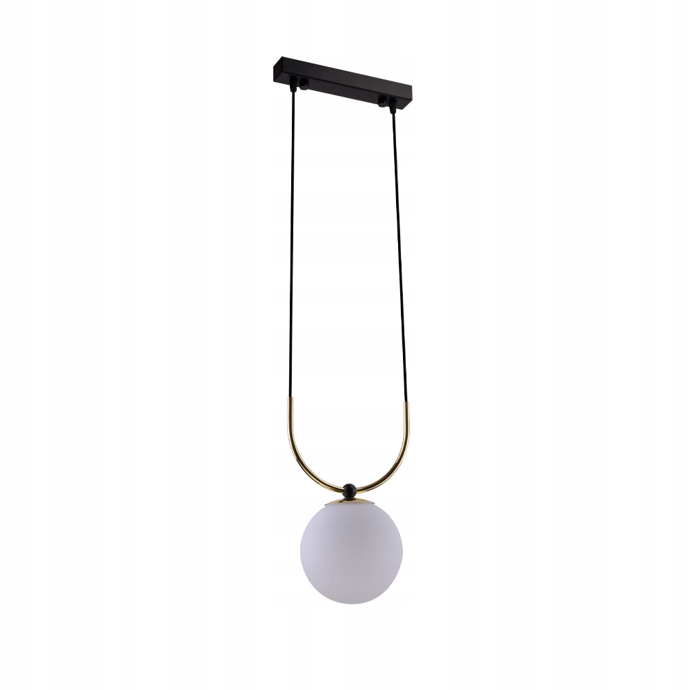 Lampa wisząca czarna mosiężna szklana biała kula ozdobna glamour Amplex