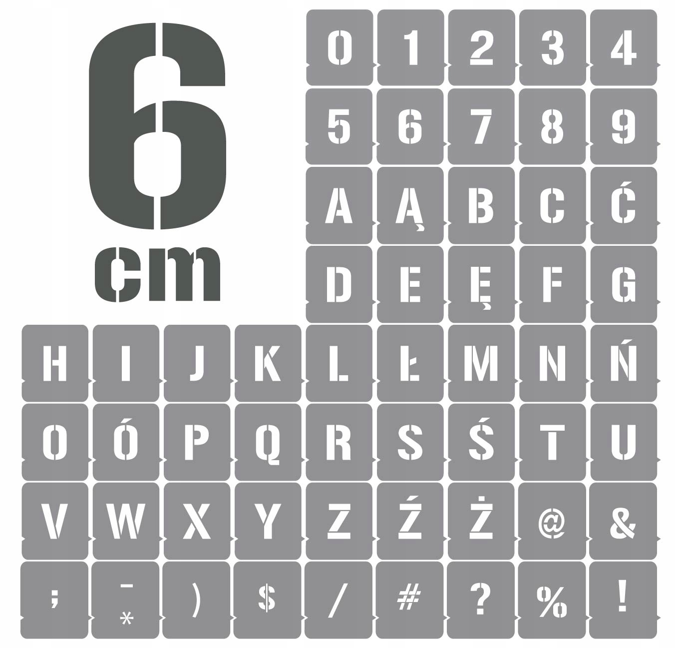 

Szablony zestaw Litery i Cyfry 6cm /malarskie/