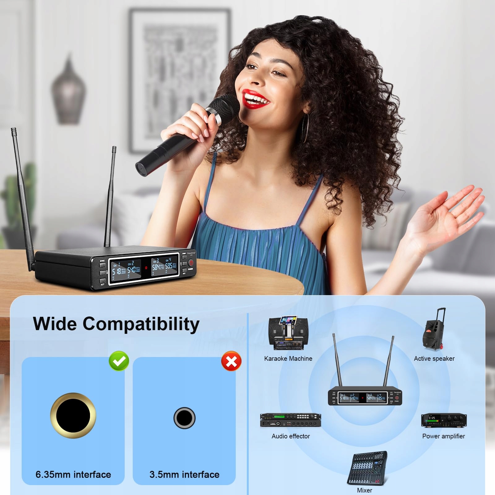 DEPUSHENG LK4 Pro Bezprzewodowy System Mikrofonowy 4-Kanałowy UHF Zestaw — miniatura 8