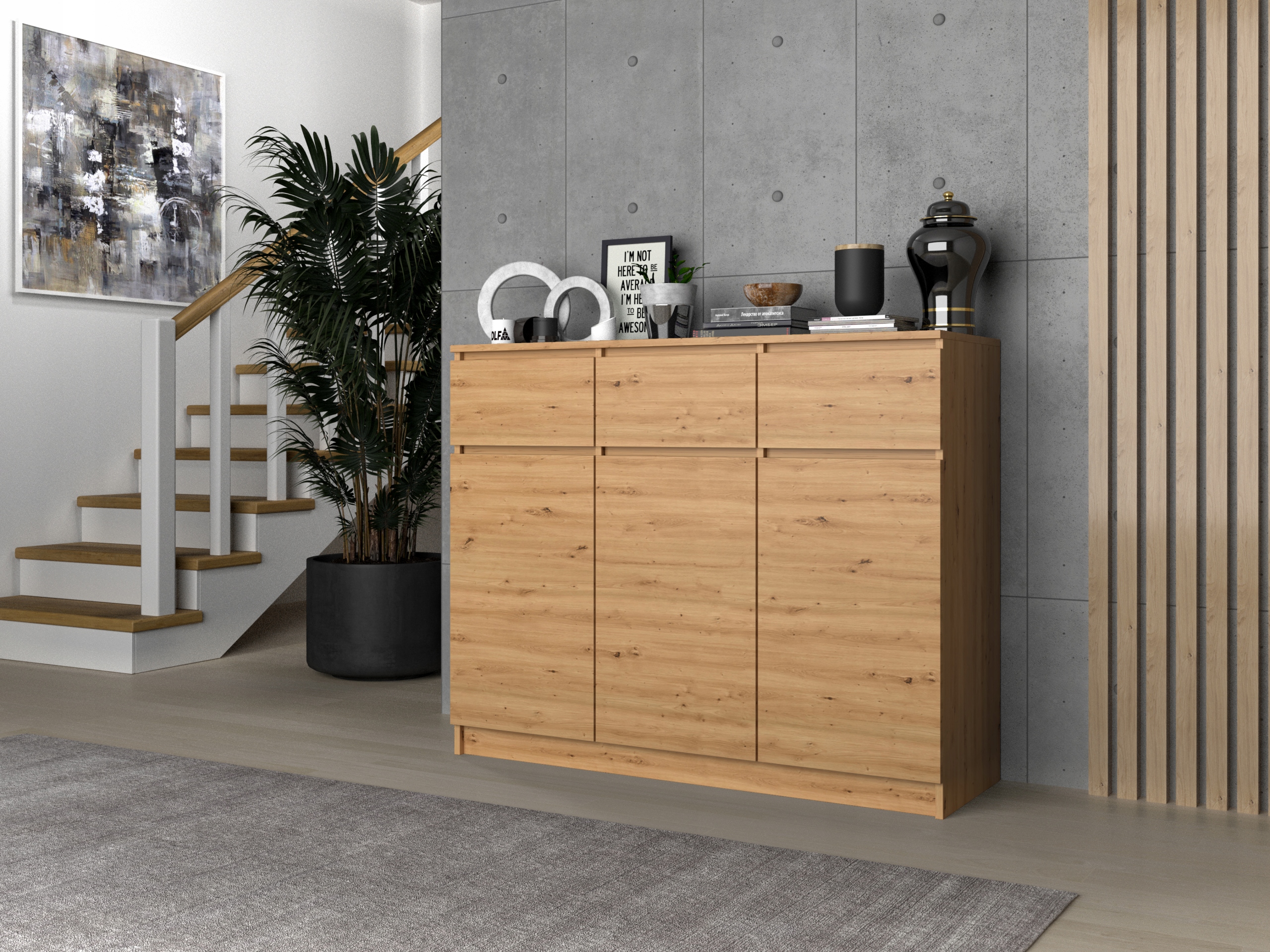 KOMODA 3D3S 120CM DĄB ARTISAN DRZWI SZUFLADY SALON Kod producenta 3D3S DĄB ARTISAN