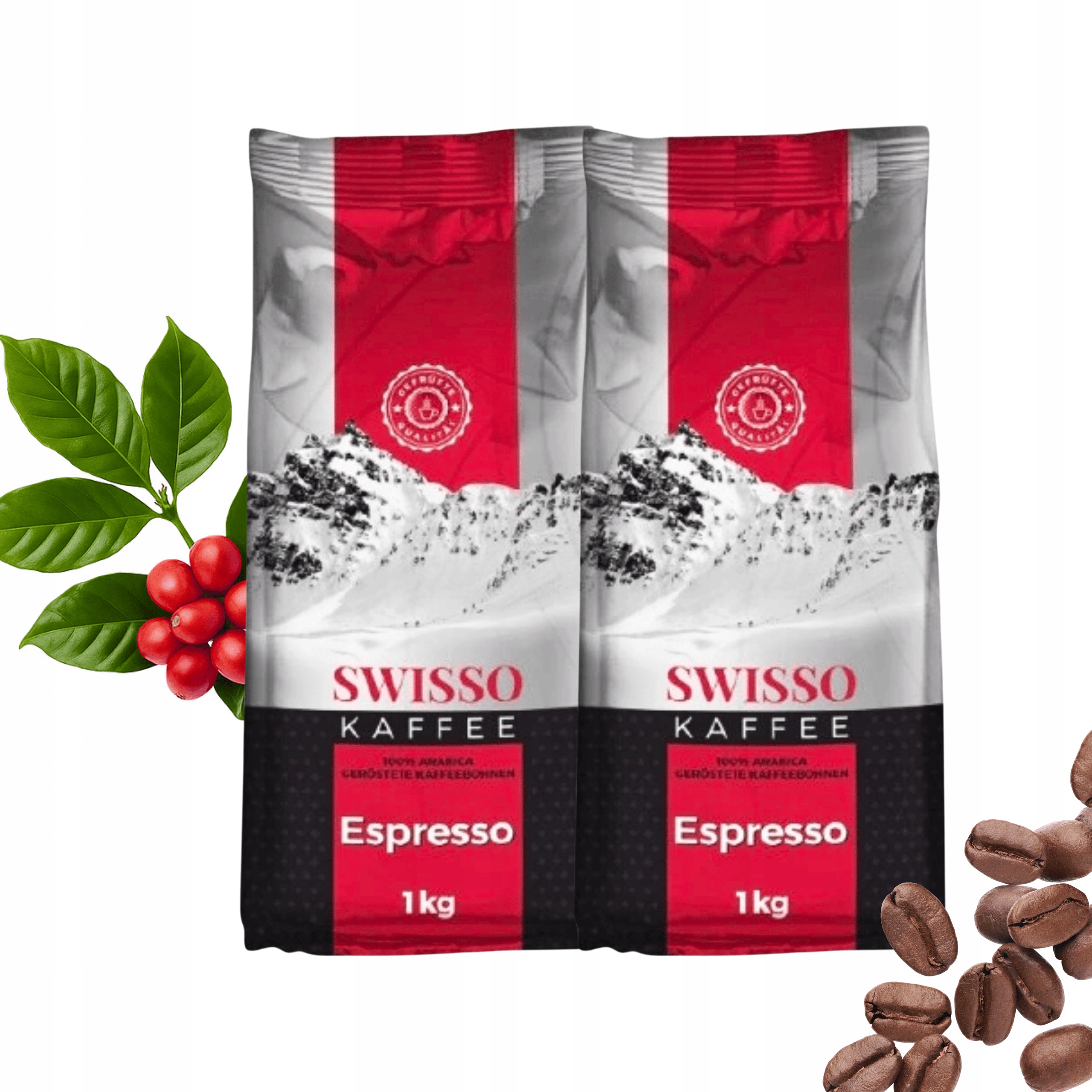 Káva Zrnková 1kg Arabica 100% Čerstvě Pražená Espresso Swisso 2x1kg