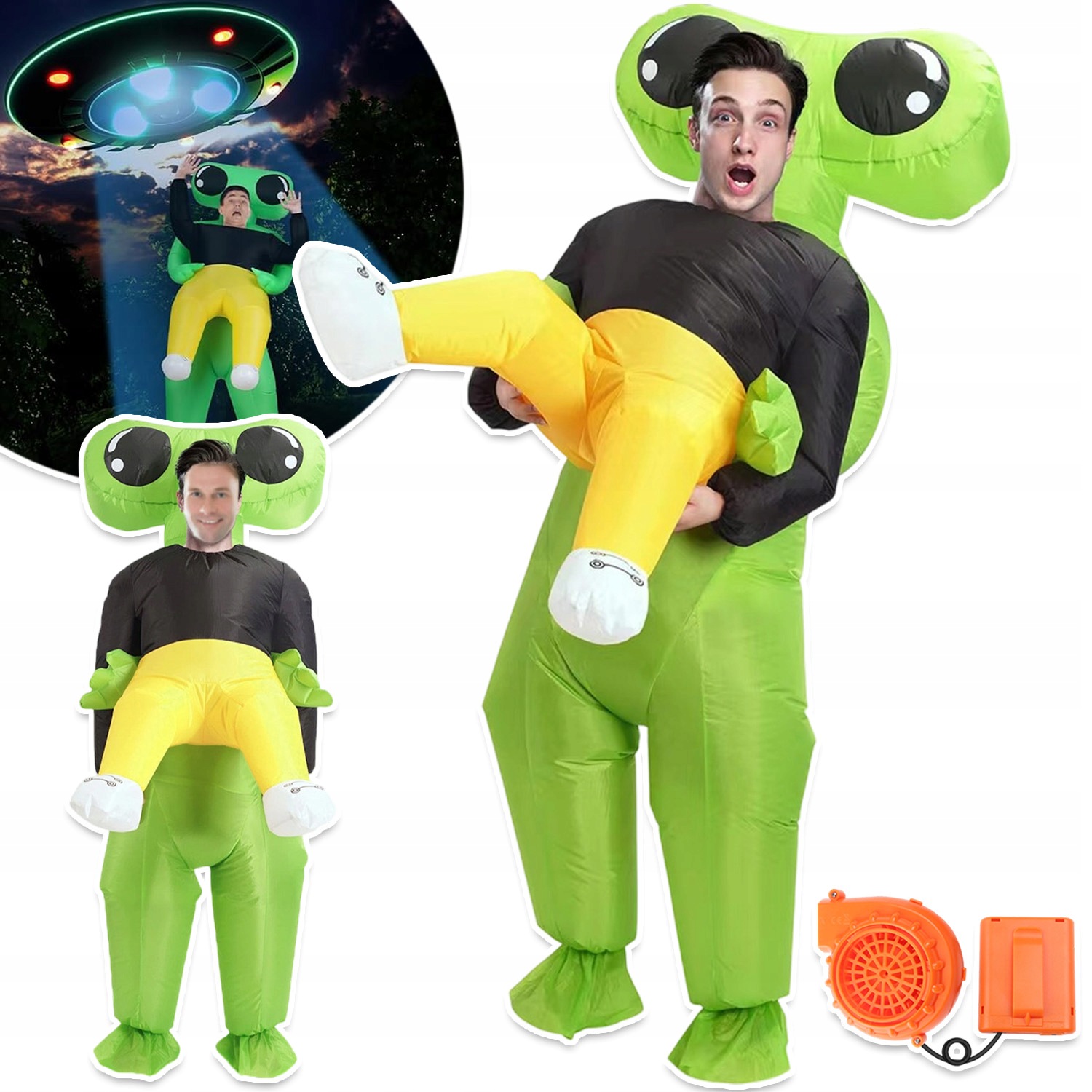 Kostým Alien Ufo Mimozemšťan Nafukovací Převlek Kostým Karneval Samonafukovací