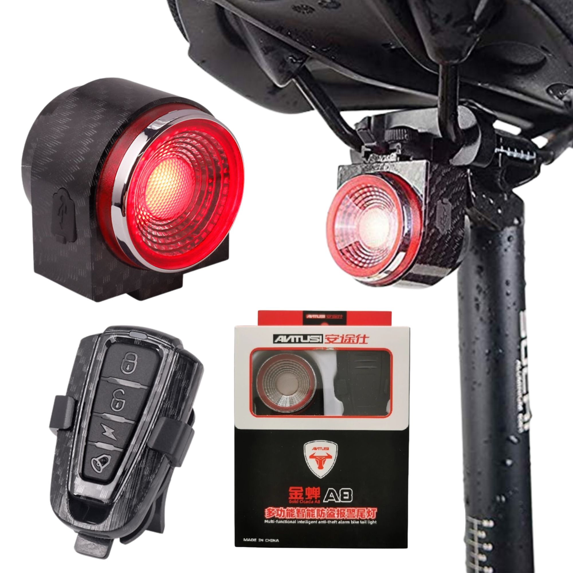 

Lampka Rowerowa Światło Stop Alarm Do Roweru
