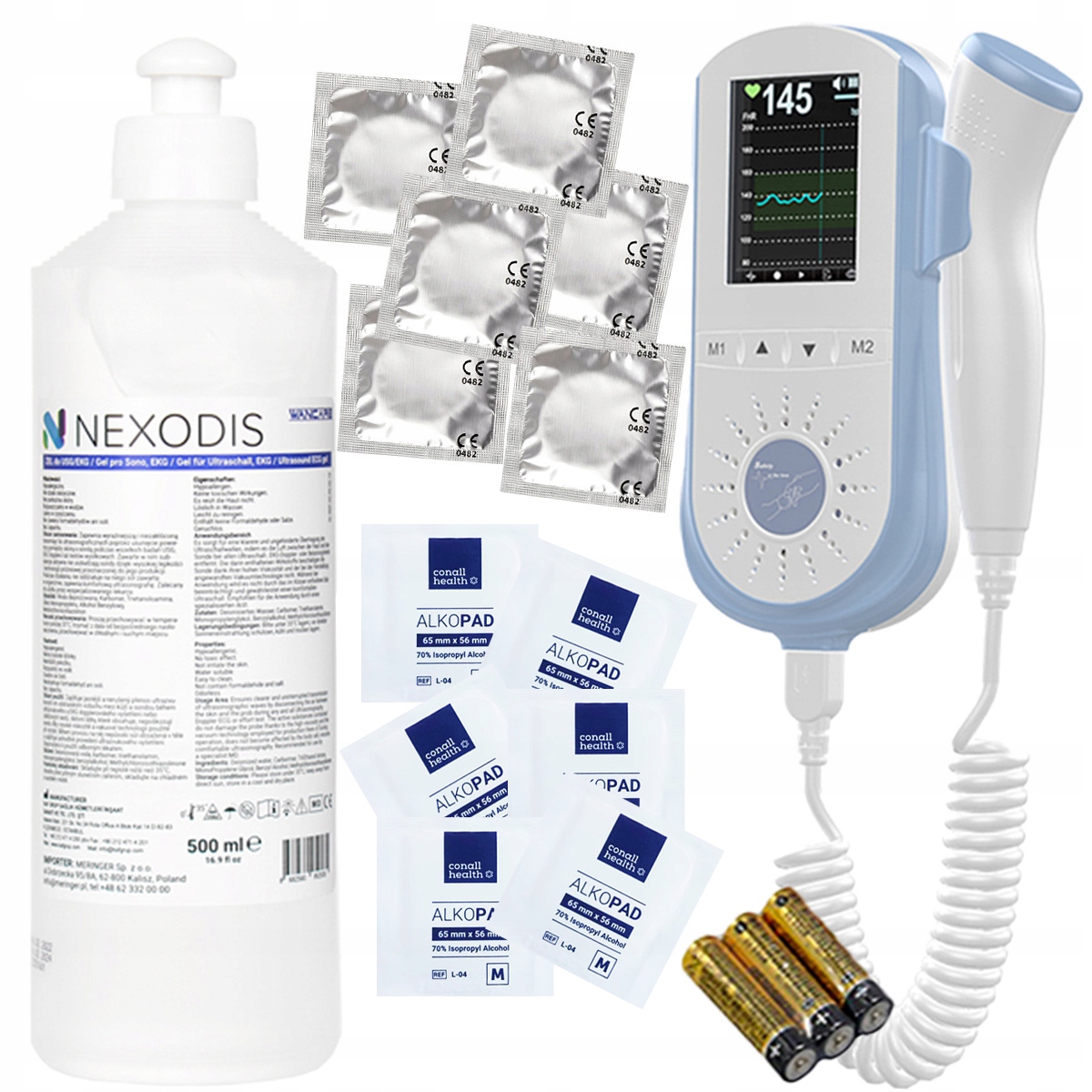 DETEKTOR TĘTNA PŁODU + Żel USG + OSŁONKI + GAZIKI