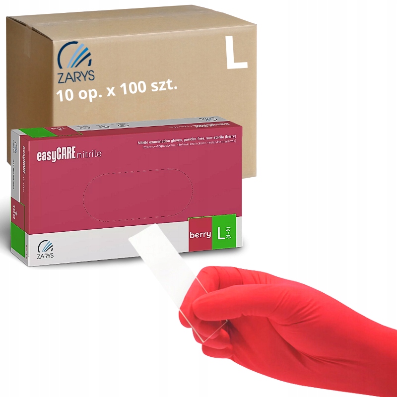 Levně Nitrilové rukavice Bezpudrové easyCARE berry Zarys Malinové vel. L 1000 ks