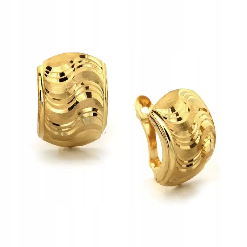 zlaté náušnice 585 módní lesklé plechové lisované vlny jako dárek 2.21 g