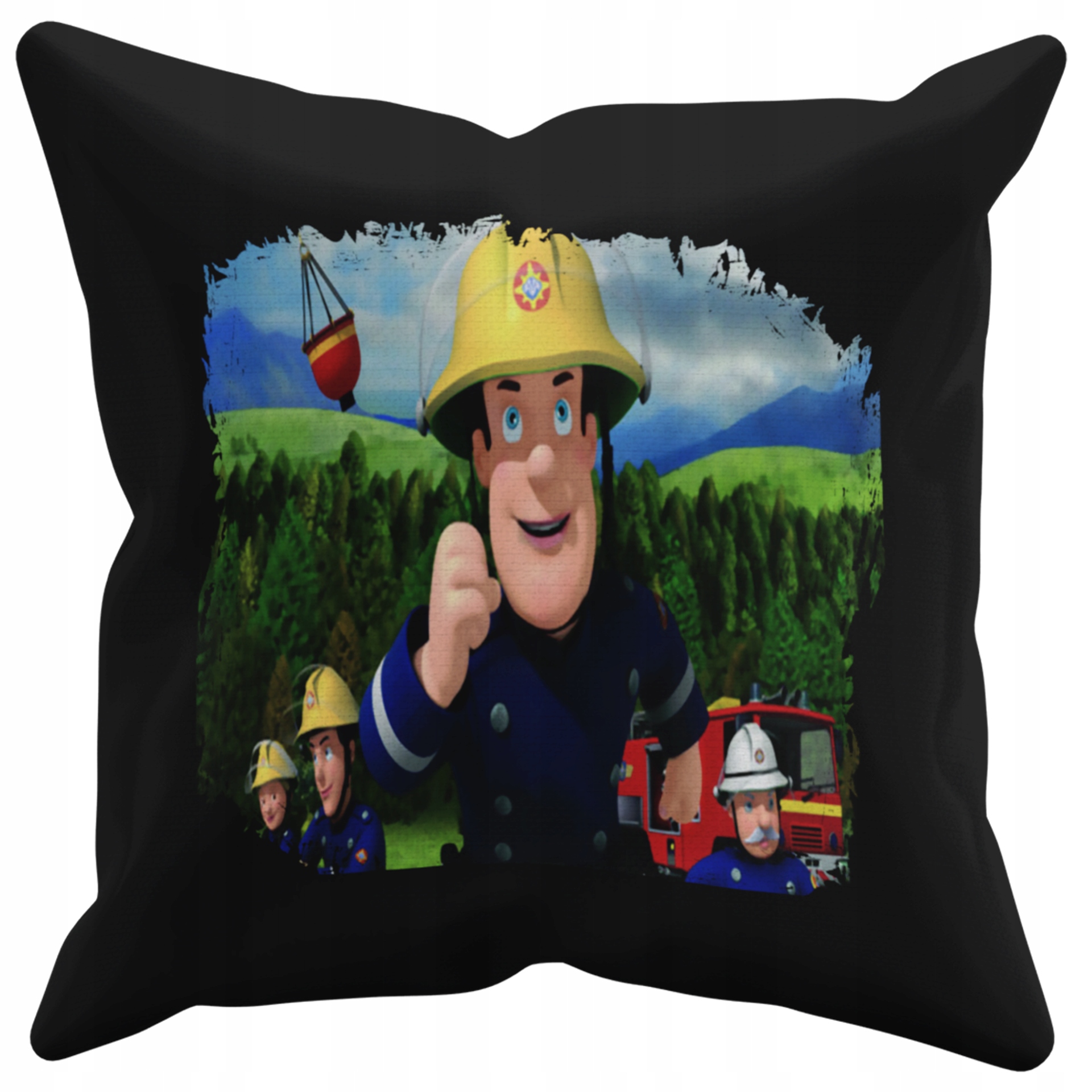 POSZEWKA NA PODUSZKĘ JAŚKA DO PRZEDSZKOLA STRAŻAK SAM + IMIĘ GRATIS Kolor dominujący czerń