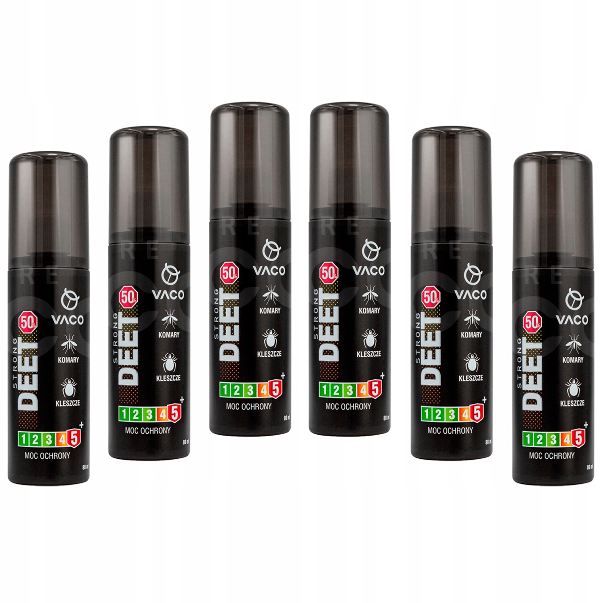 6x Spray na komary kleszcze meszki odstraszacz Vaco 80ml Strong Deet 50%
