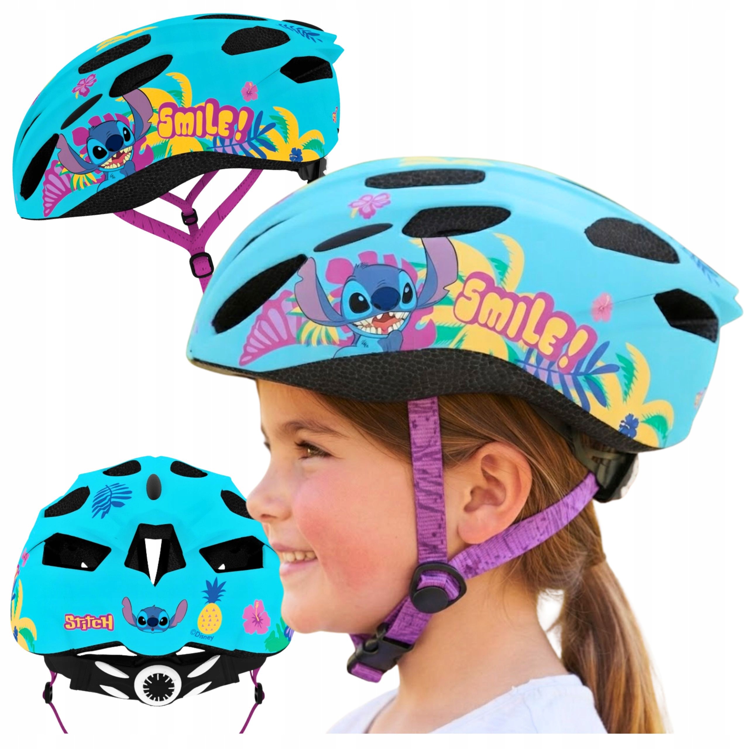 Kask Sportowy Rowerowy Dla Dzieci Dziewczynki Stitch in mold 52-56 cm