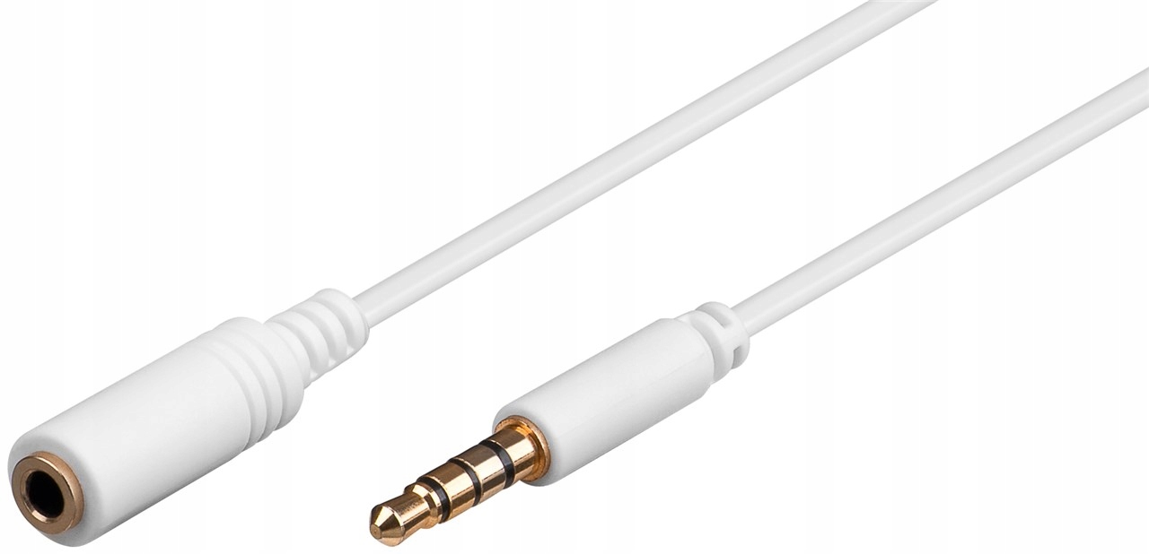 

Przedłużacz Jack 4-pinowy 3,5mm slim biały 1m