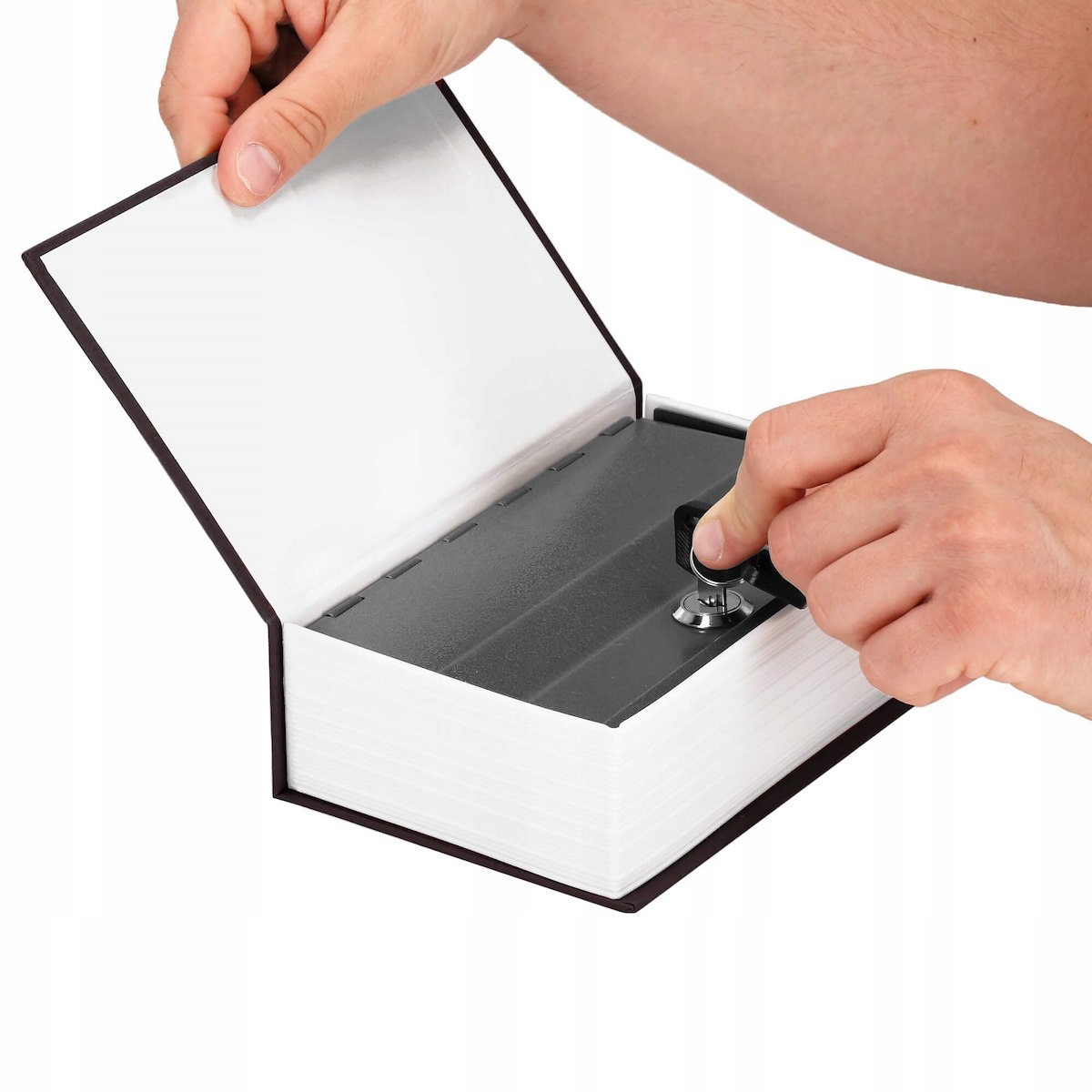 SEJF KSIĄŻKA KASETKA NA PIENIĄDZE METALOWA SKRYTKA DUŻA SCHOWEK + KLUCZ Długość zewnętrzna 16 cm