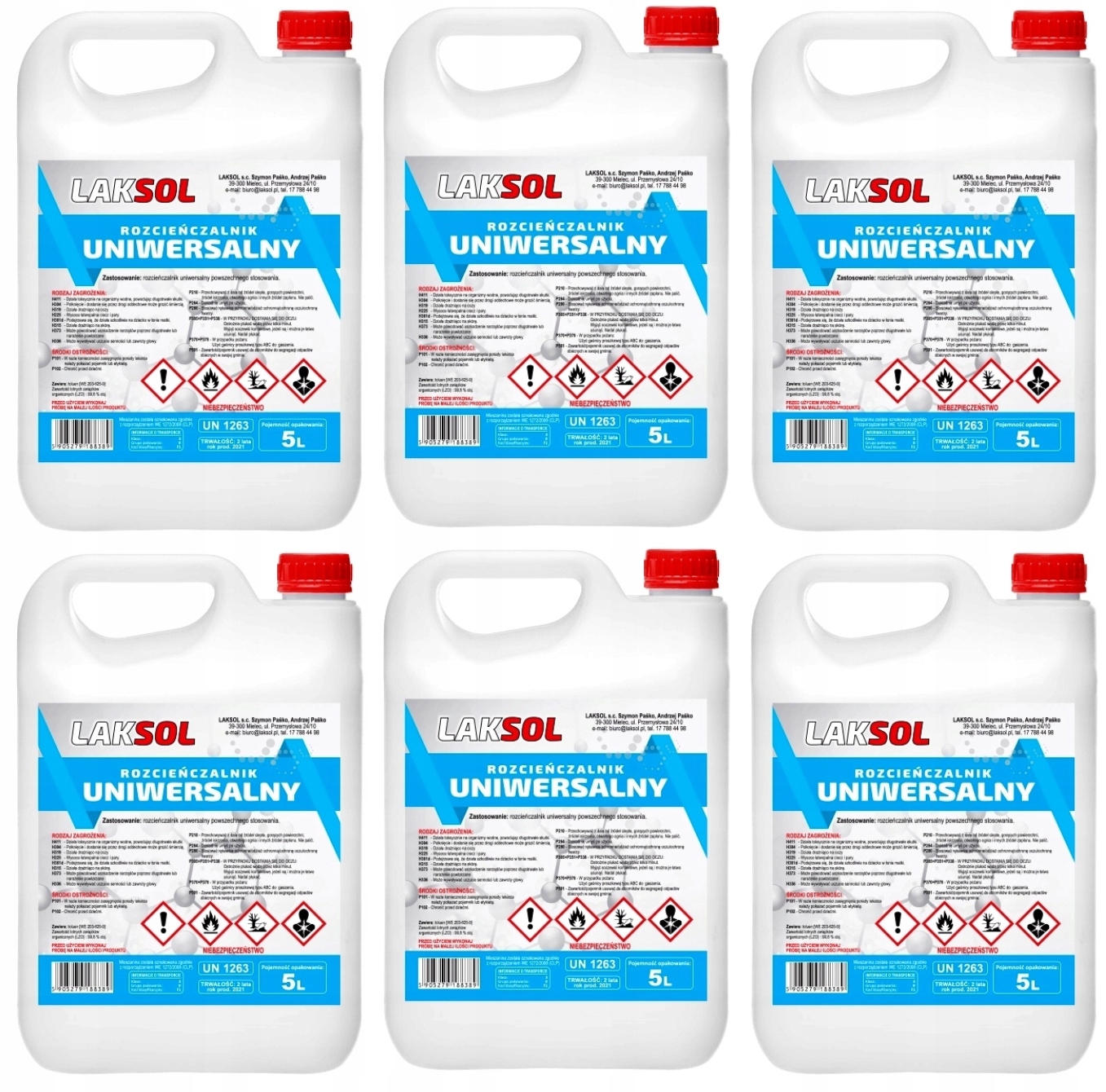 LAKSOL ROZCIEŃCZALNIK ROZPUSZCZALNIK UNIWERSALNY 6X 5L = 30L