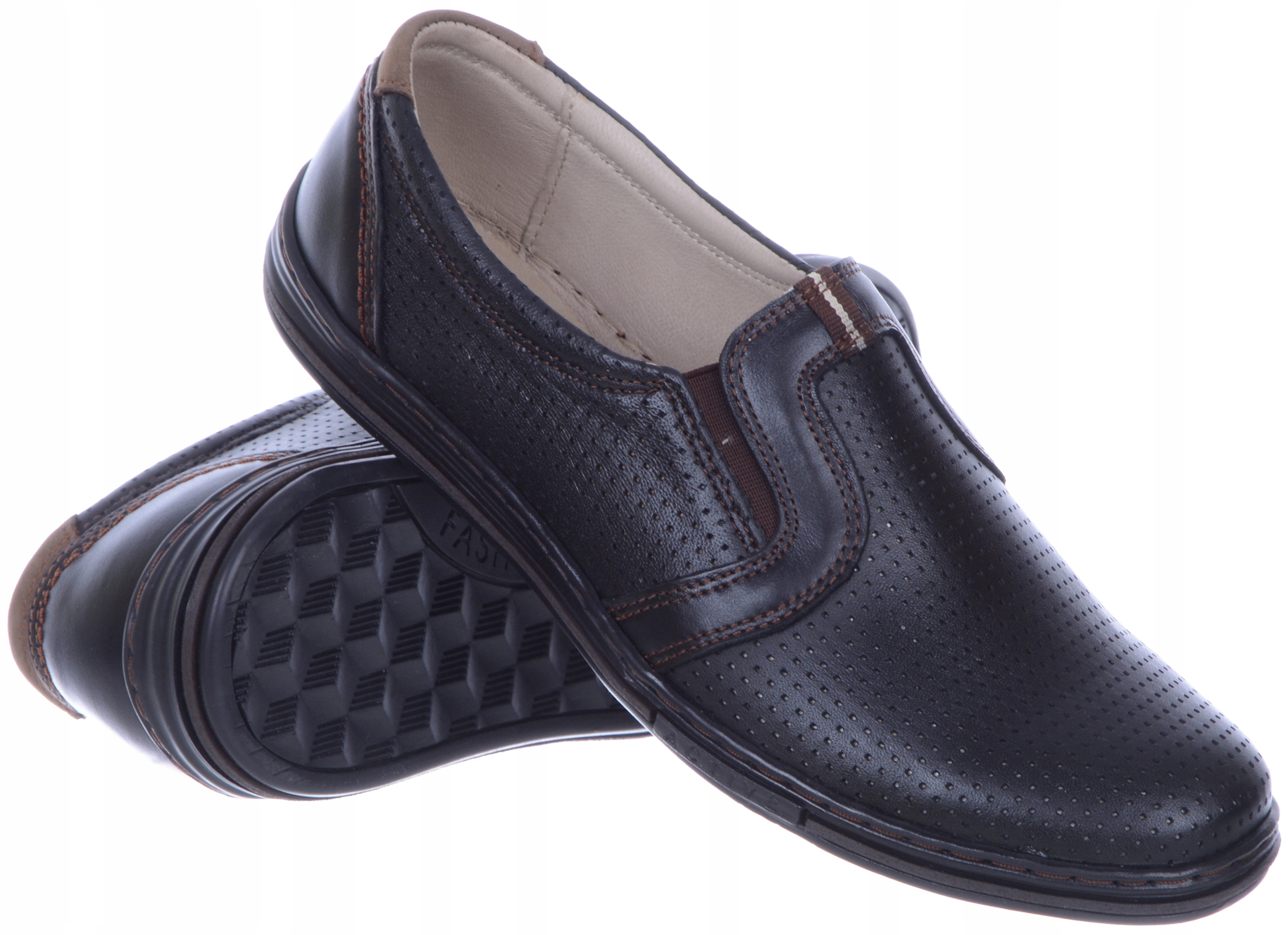 Pánské polobotky 220-L Elegantní kožené nazouvací černé mokasíny 40