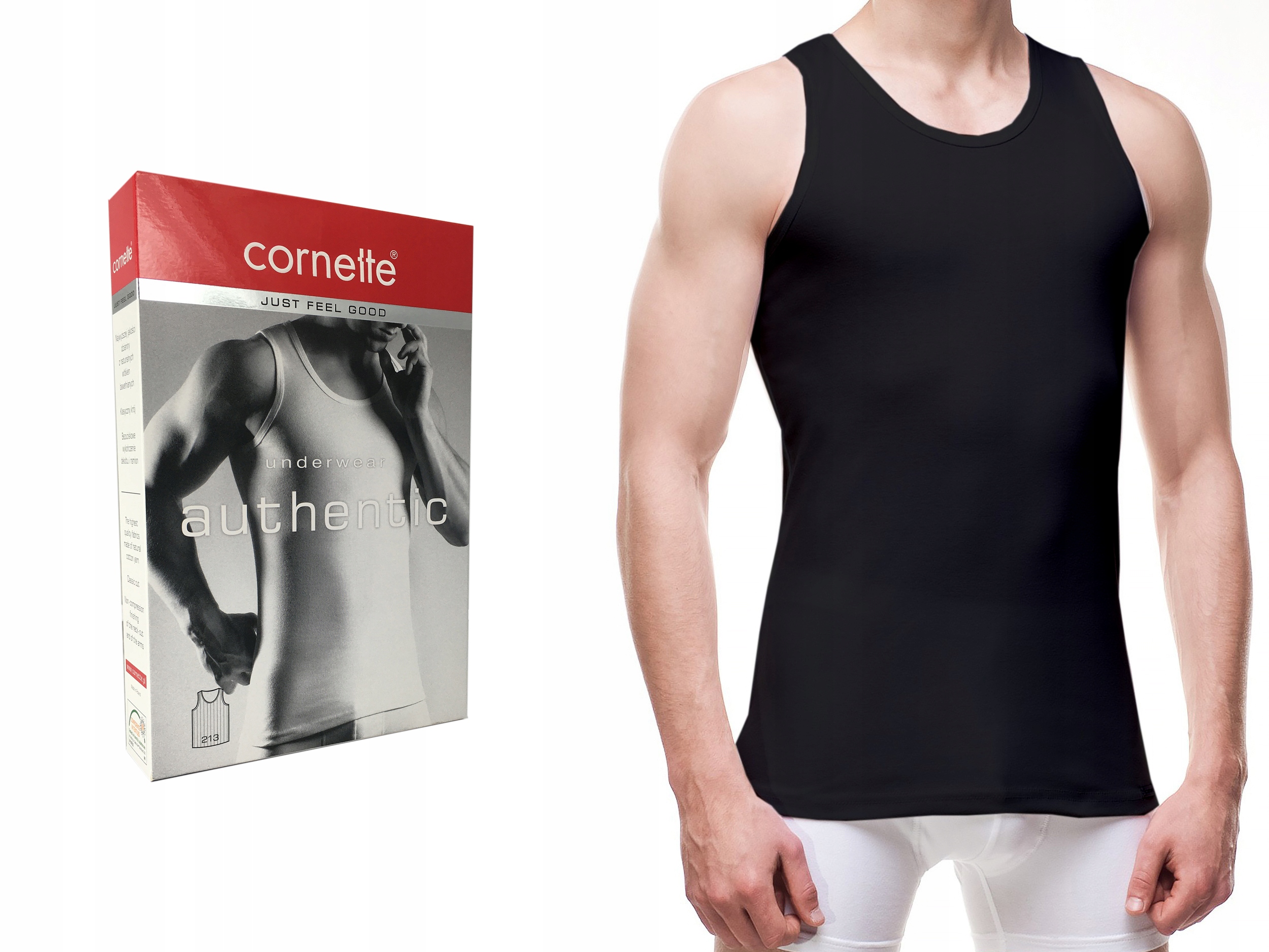 

Koszulka męska Cornette Authentic 213, czarna, 4XL