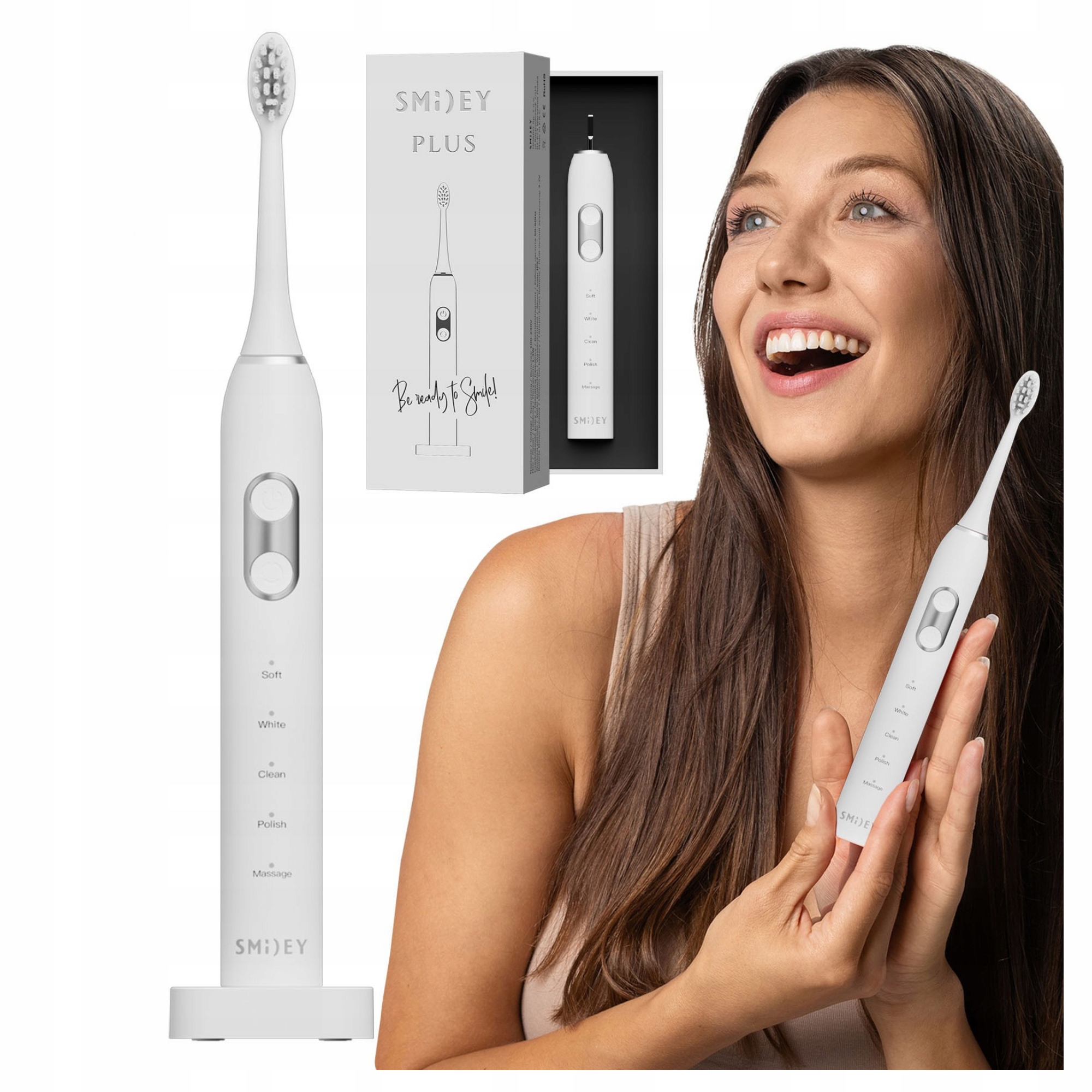 Szczoteczka Soniczna Do Zębów Smiley Plus Indukcja 5 Trybów Mocna Bateria