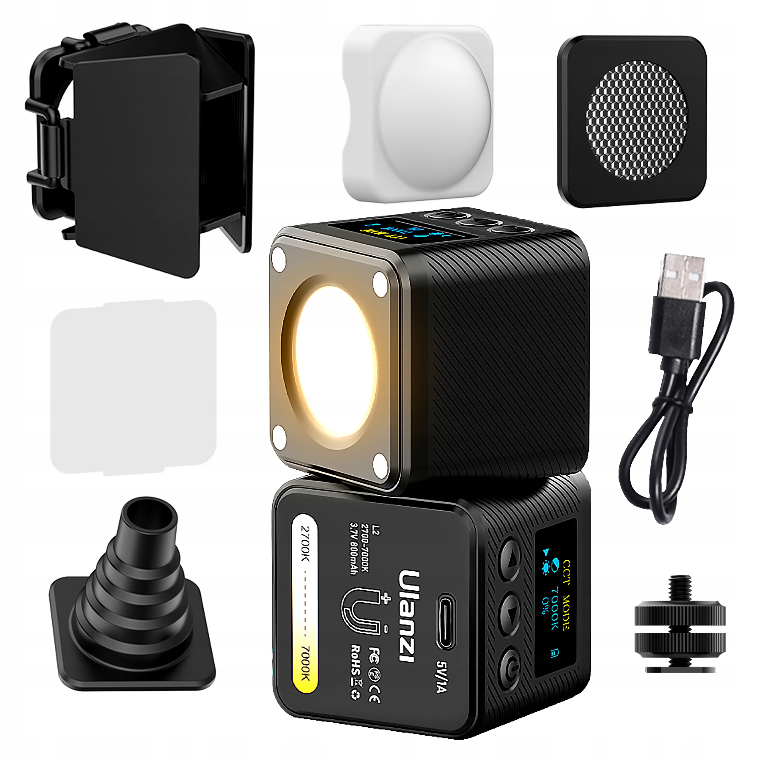 Mini lampa Ulanzi L2 Bi-Color Cob 800 mAh magnetická modifikátory světla