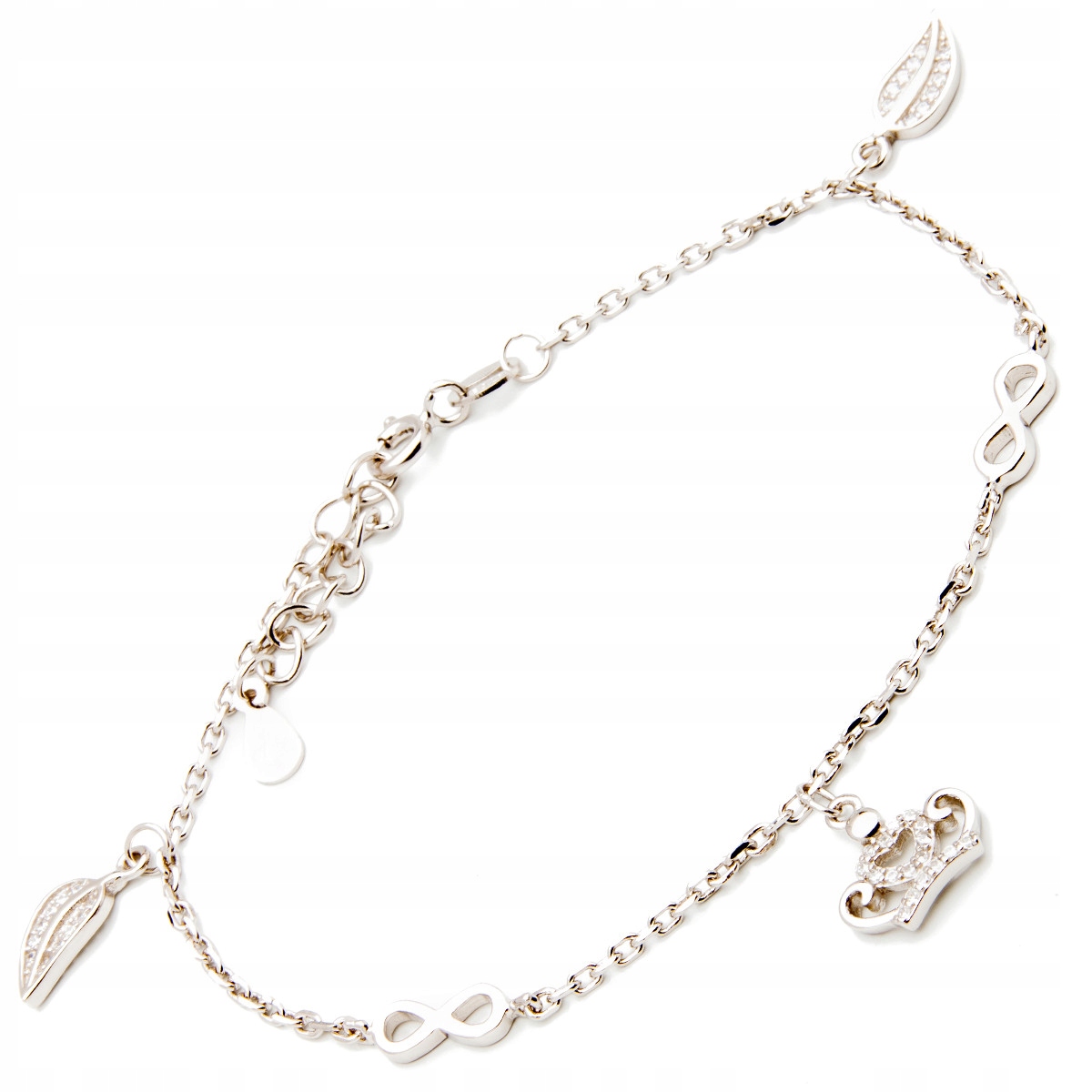 Stříbrný náramek 925 koruna nekonečno