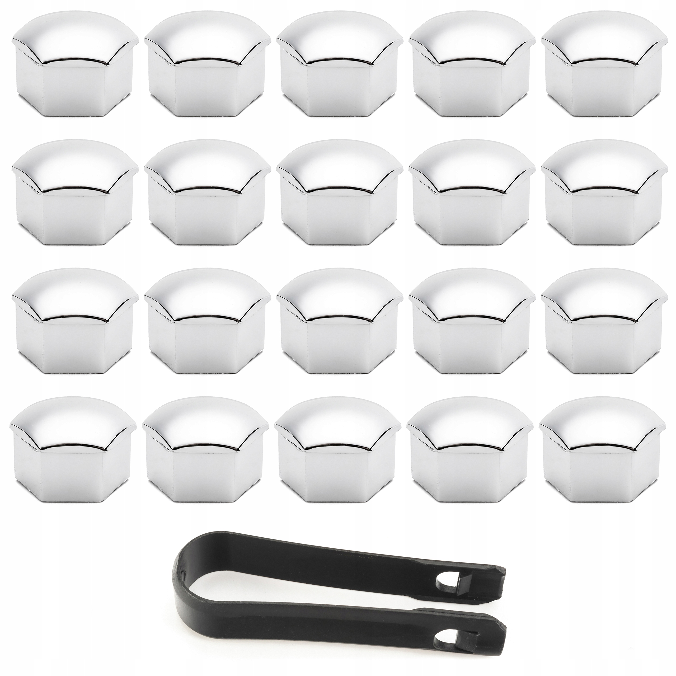 Zdjęcie AWparts 21x CHROMOWANE NAKŁADKI NA ŚRUBY FELG 21 mm 21x1szt