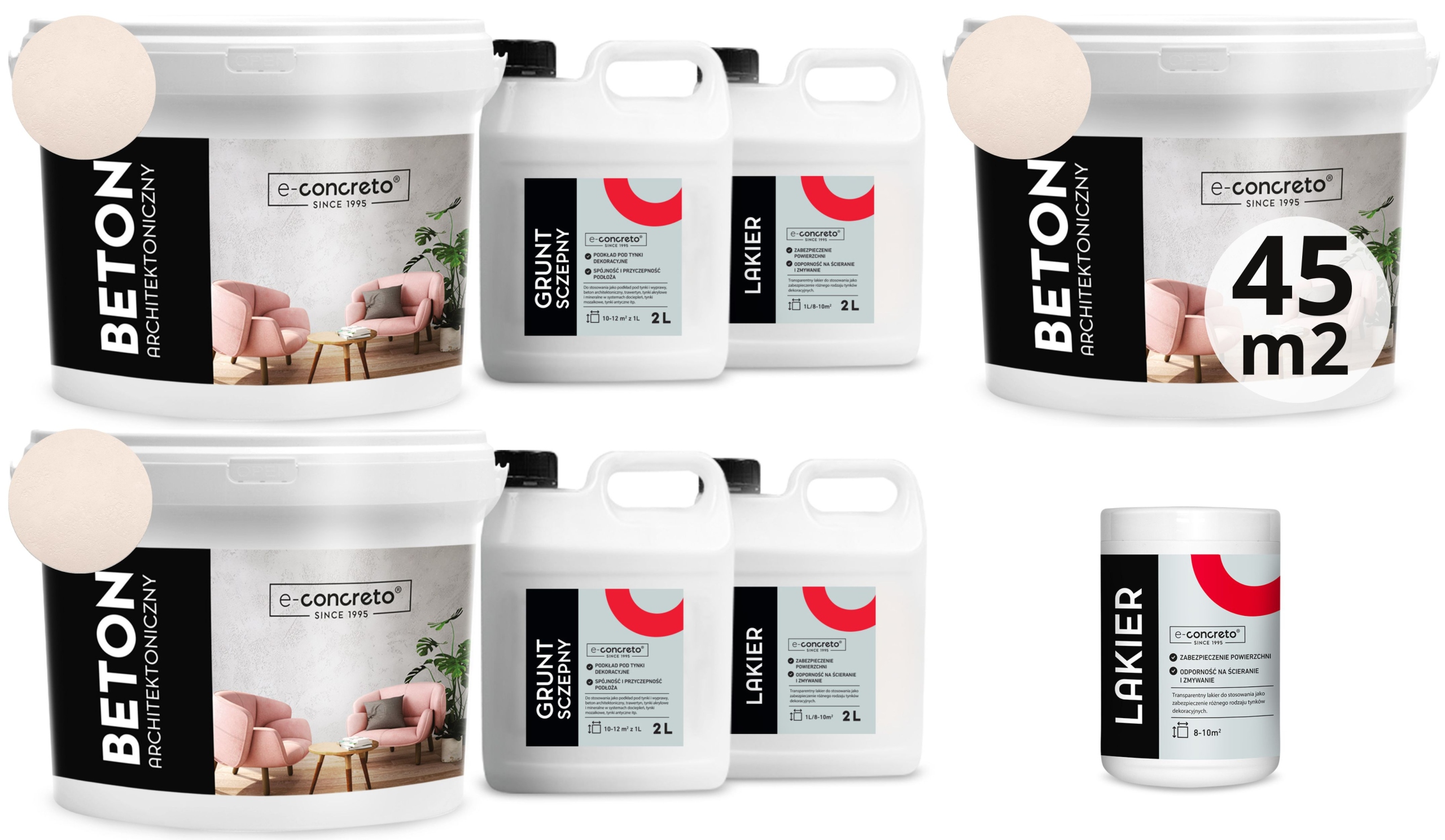 Architektonický beton Set 45 m2 Biškoptový Půda+beton+lak