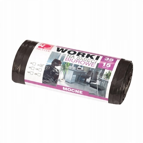 

Worki na śmieci biurowe, 35L, 15 szt., mocne
