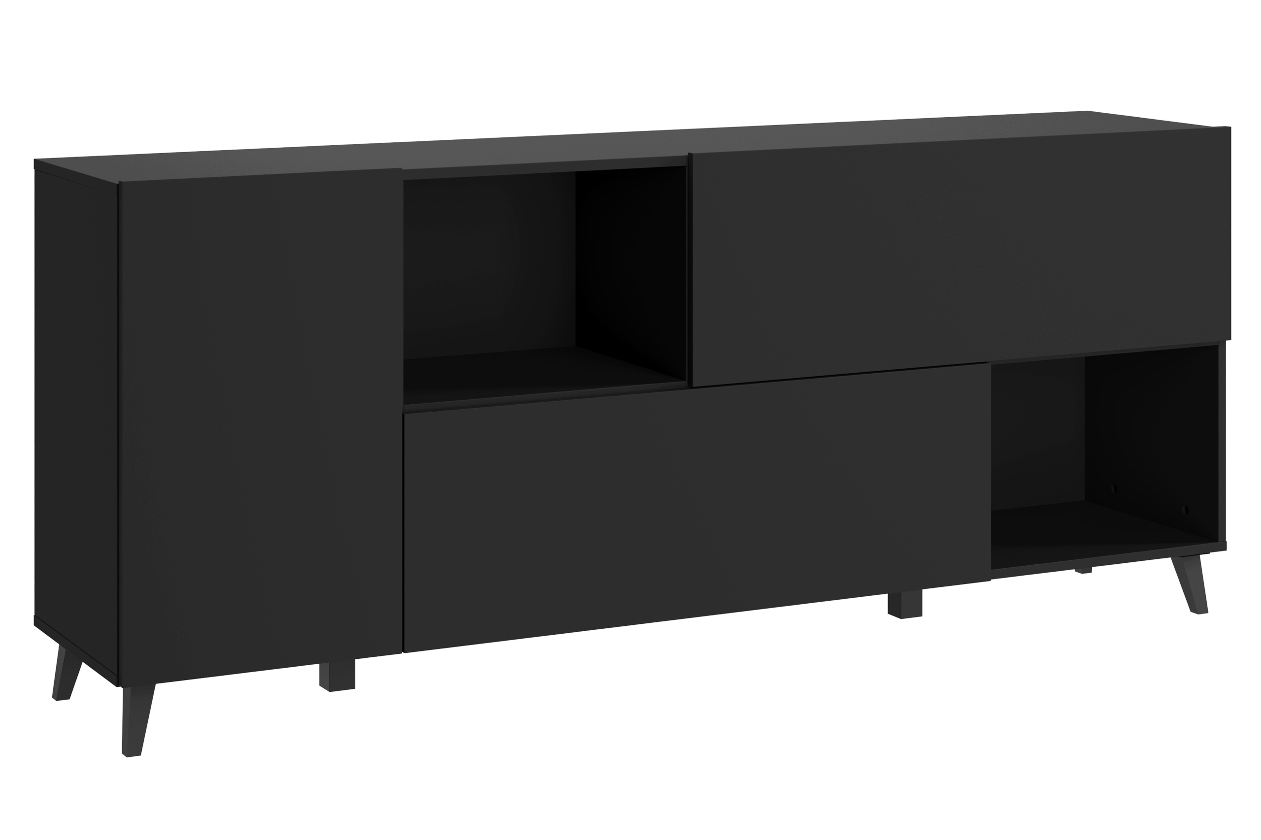Komoda Phuket 180 cm Czarny Nowoczesna Szafka Rtv 2 Klapy Uchylne Loft