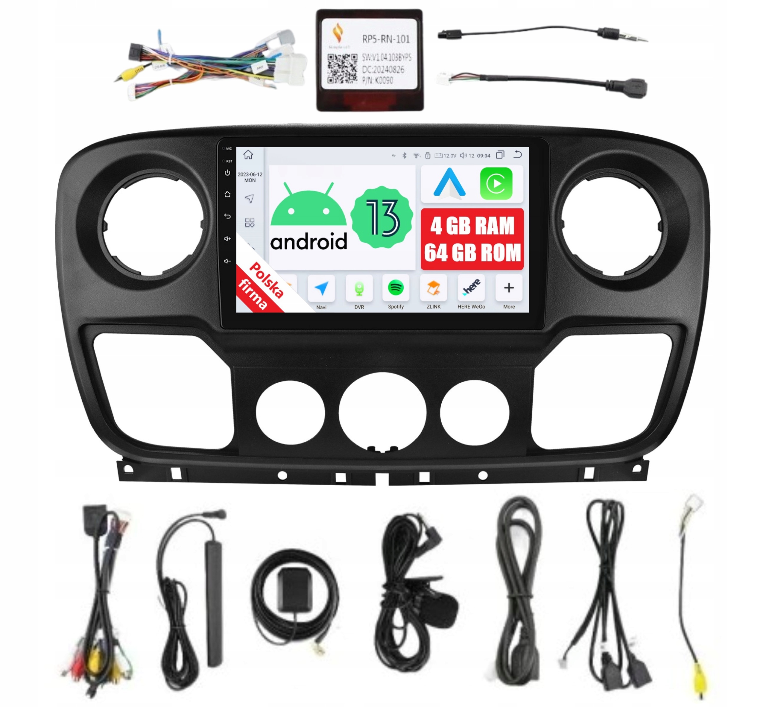 Rádio 2DIN Android pre Renault Master 4 IV, Nissan NV400 4/64 Gb, Dsp, CarPlay, Lte
