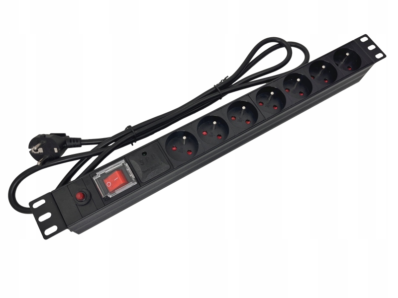 Listwa zasilająca Rack 19'' przeciwprzepięciowa przeciwprzeciążeniowa Led