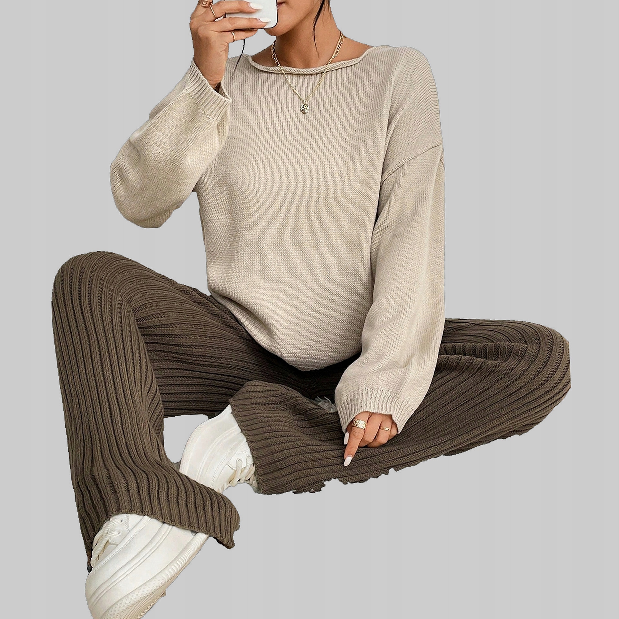 Dámský Pletený komplet Oversized Vícebarevný Casualový Shein Xs 34