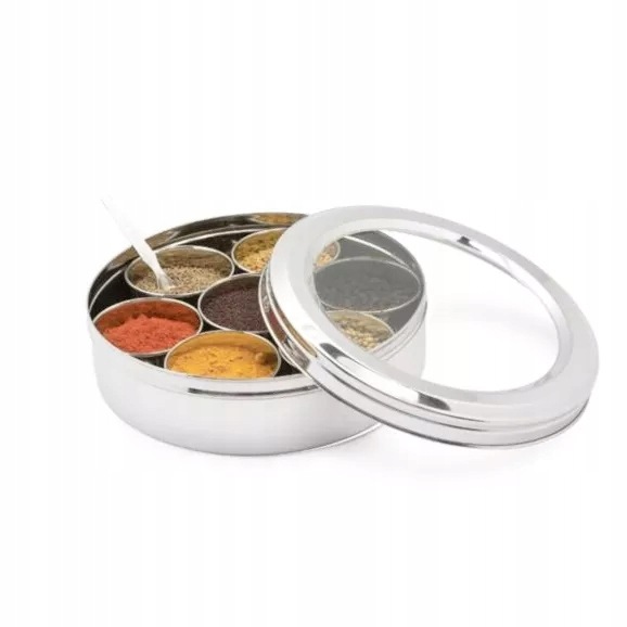 Organizér na koření stříbrný Masala Box Silver Sowbaghya