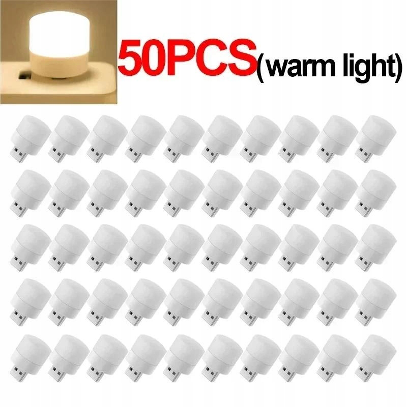 Mini Usb Led Lampička 5V 1W Teplé Světlo Barva Noční Lampa Žlutá 50KS
