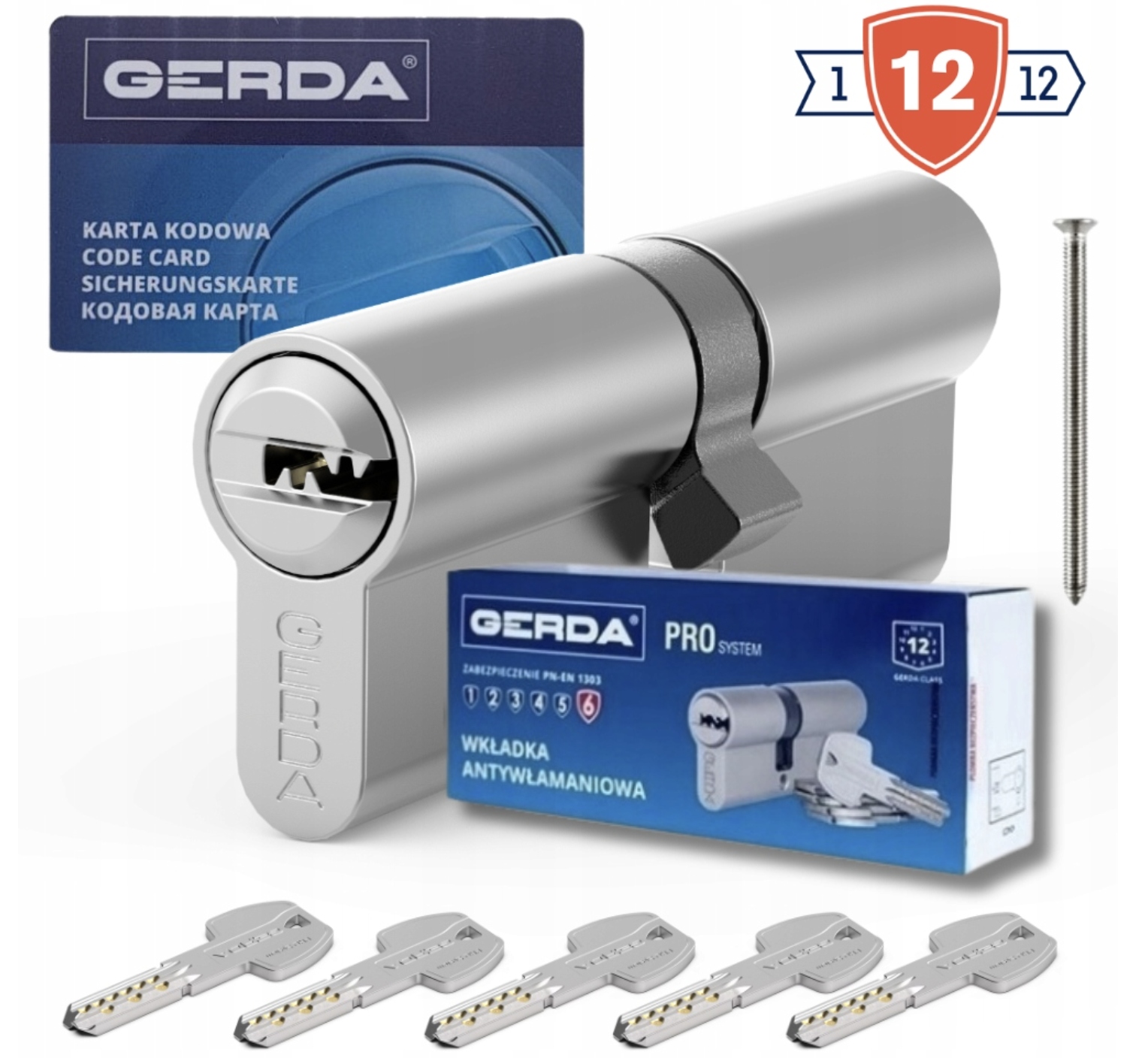 Vložka 30/40 Do Dveří Proti Vloupání Gerda Pro Systém X Nikl 5 Klíčů