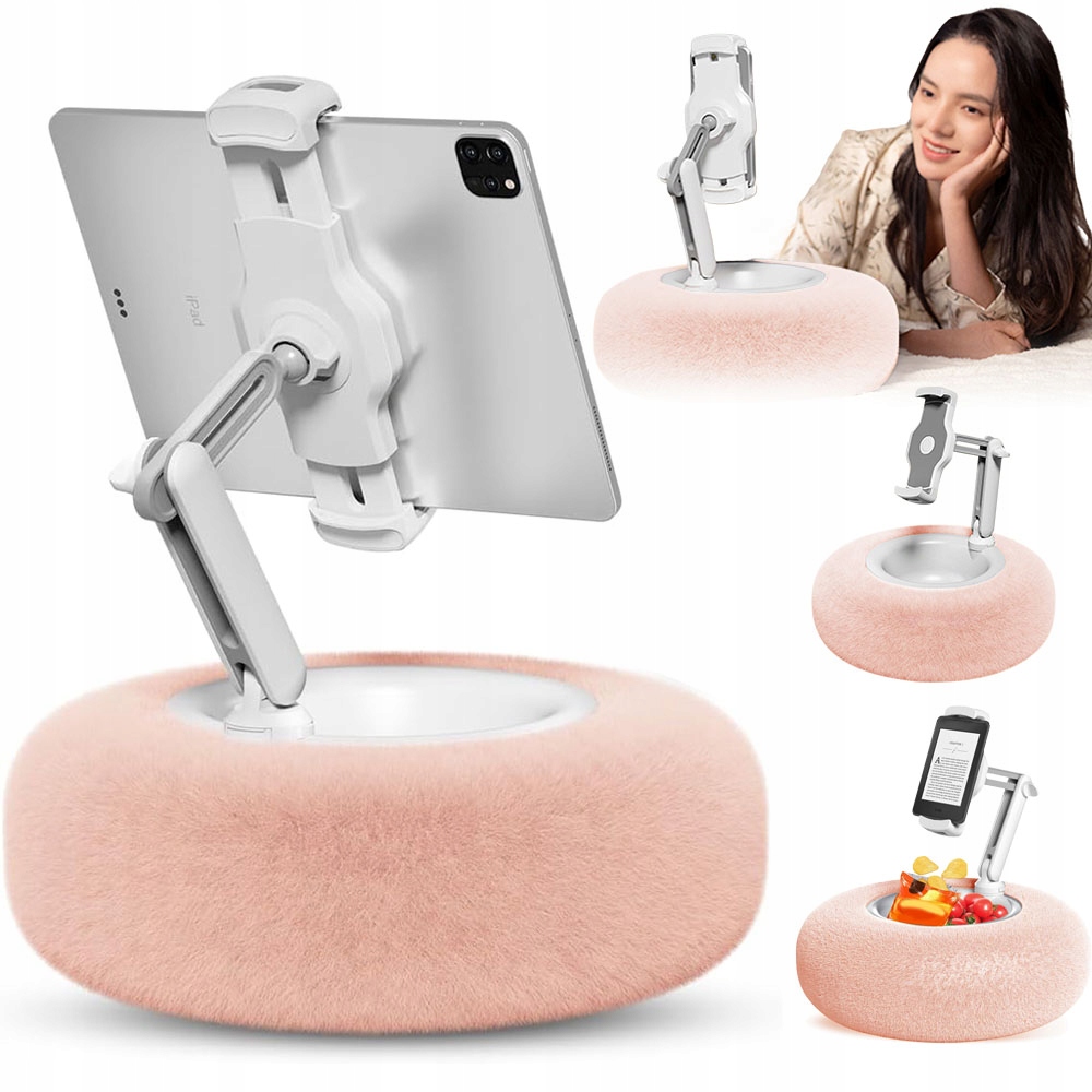 Stojan S Plyšovou Výstelkou Pro Tabletový Telefon, Nastavitelný Úhel, Růžový