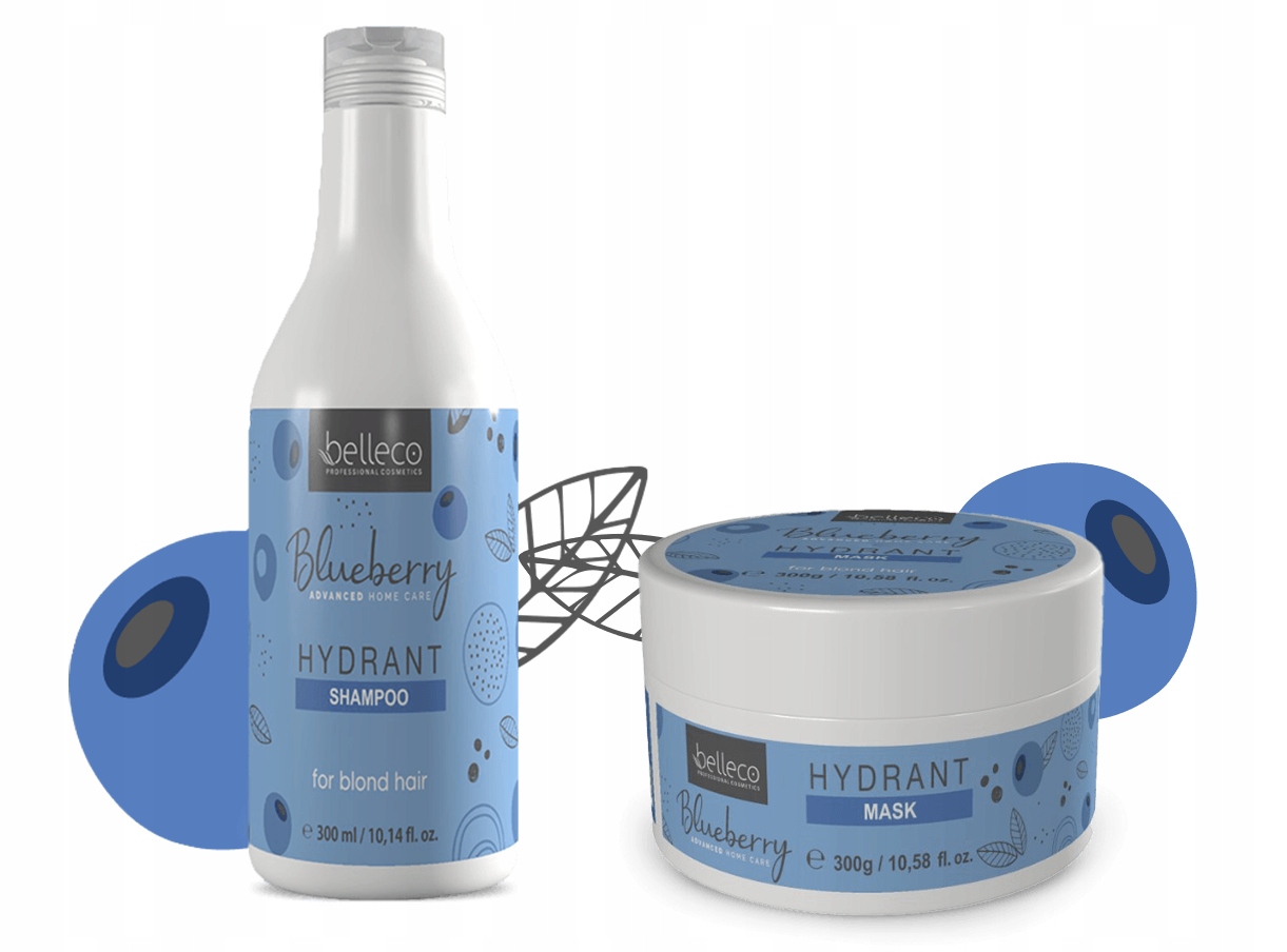 Zestaw Belleco szampon odżywka Blueberry 2x300ml nawilżający po nanoplastii