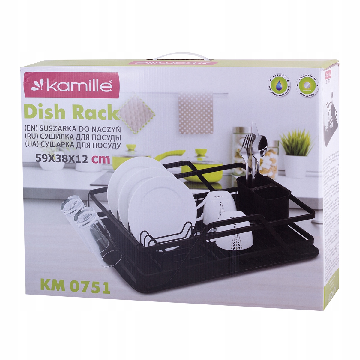 SUSZARKA DO NACZYŃ SZTUĆCE TALERZE STOJĄCA Z TACĄ OCIEKACZ Marka Kamille