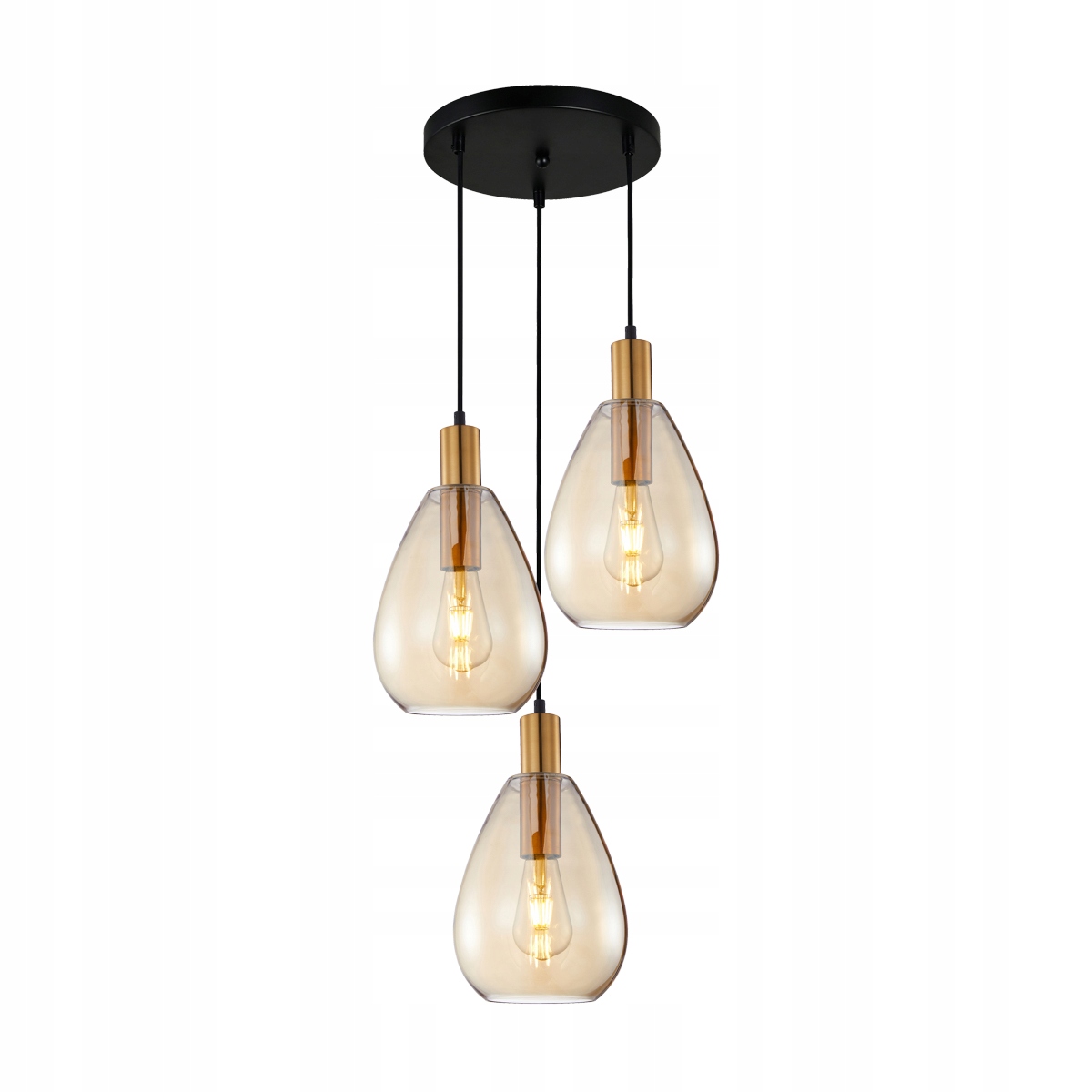 Lampa sufitowa wisząca do jadalni salonu bursztynowe szklane klosze Zulo 3
