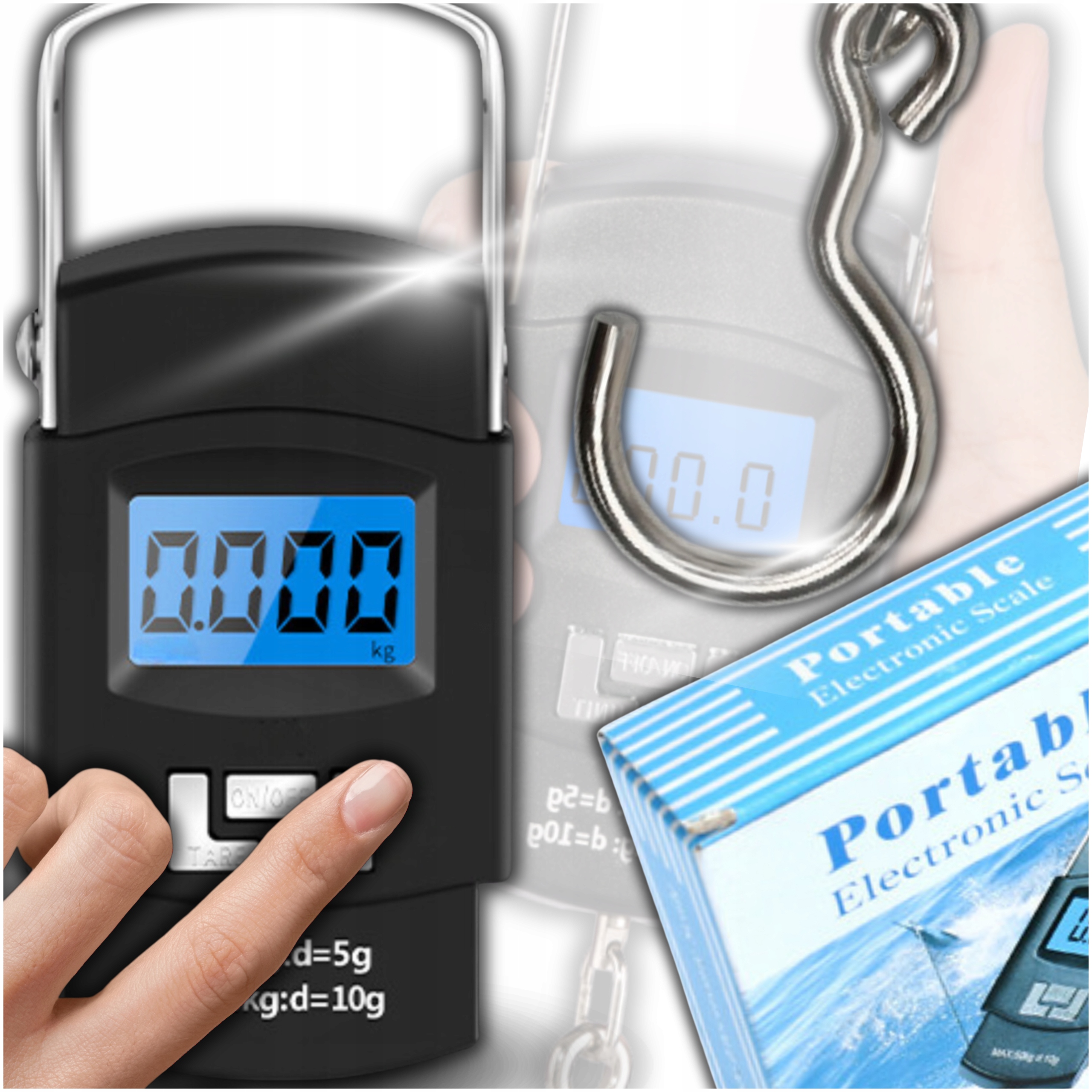 Waga Hakowa Bagażowa Wędkarska Ręczna Cyfrowa 50kg