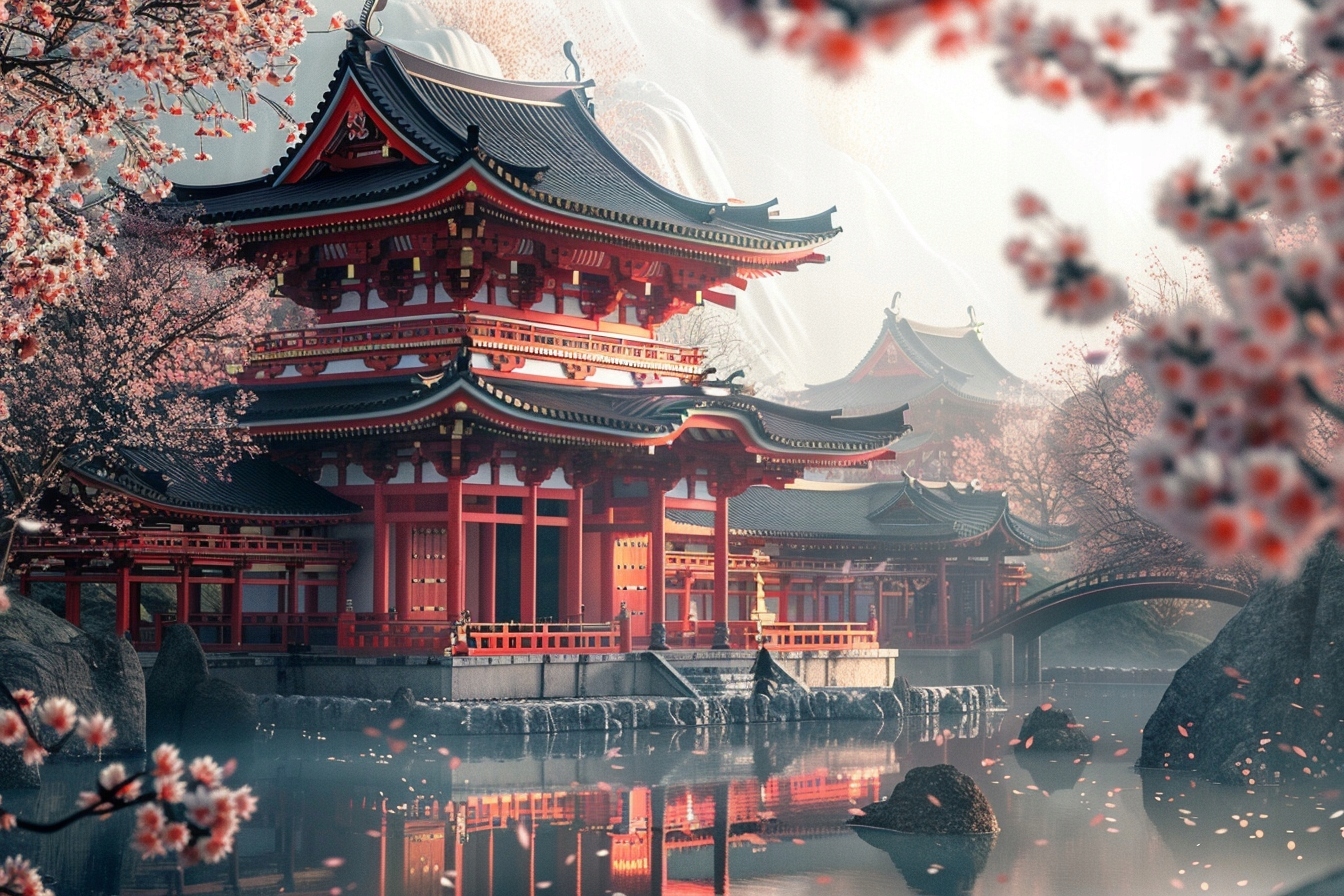 Obraz Na Plátně Canvas Zahrada Chrám Pagoda Japonsko Asie Višeň 120x80