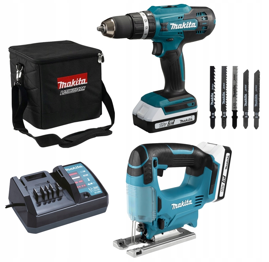 MAKITA шуруповерт HP488 лобзик JV183 + 2x1. 5Ah