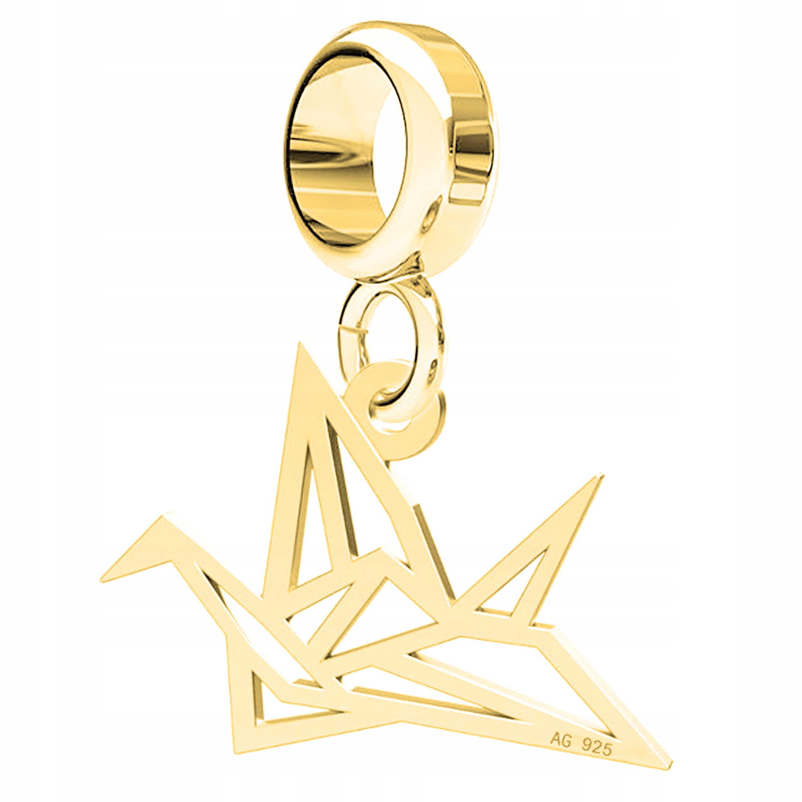 Charms Zlatý pták Origami Plech s ptáčkem Ptáček Stříbro 925