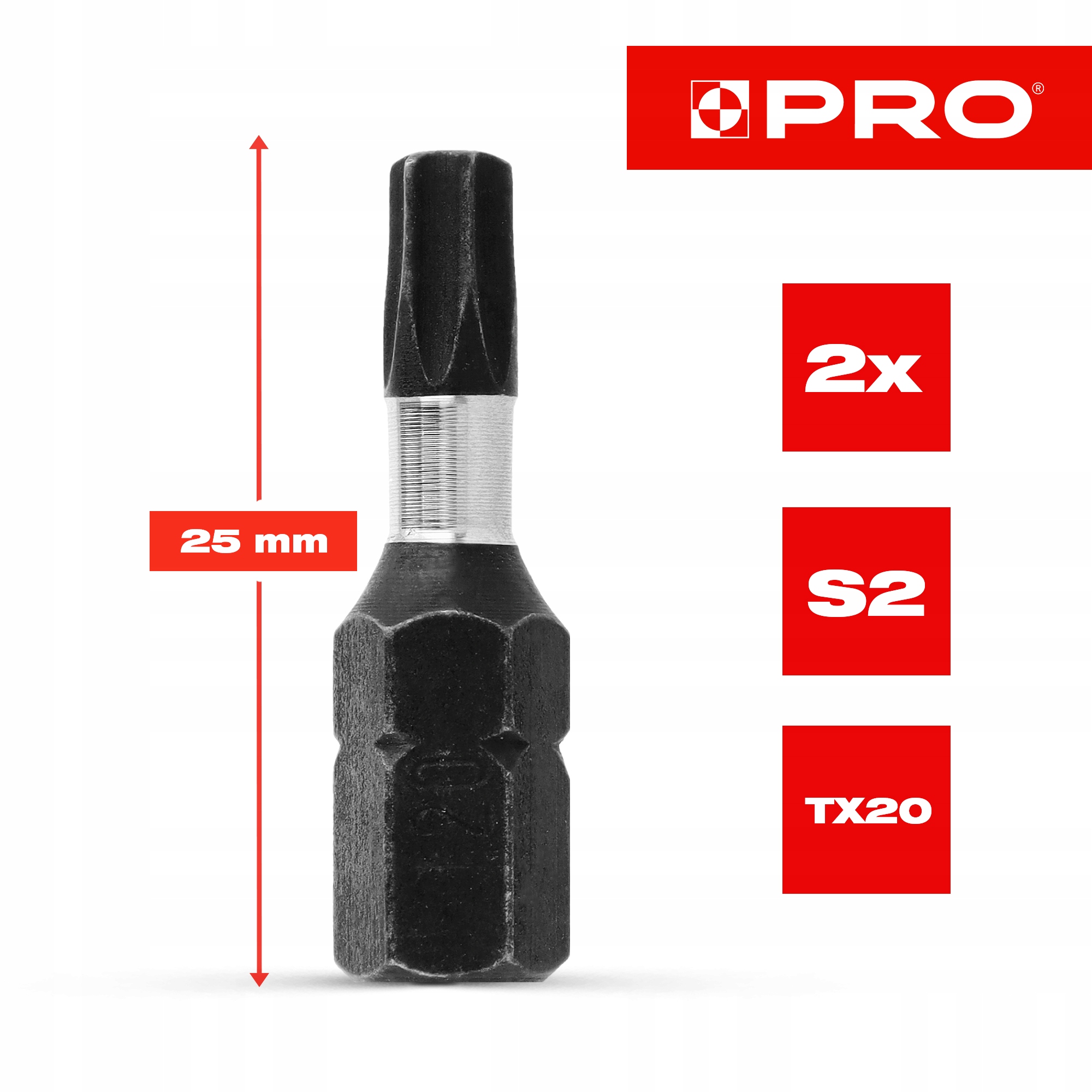 Bit Udarowy Bity Udarowe TX20 25mm | Końcówka Udarowa Do Wkrętarki 2 szt. Marka Pro
