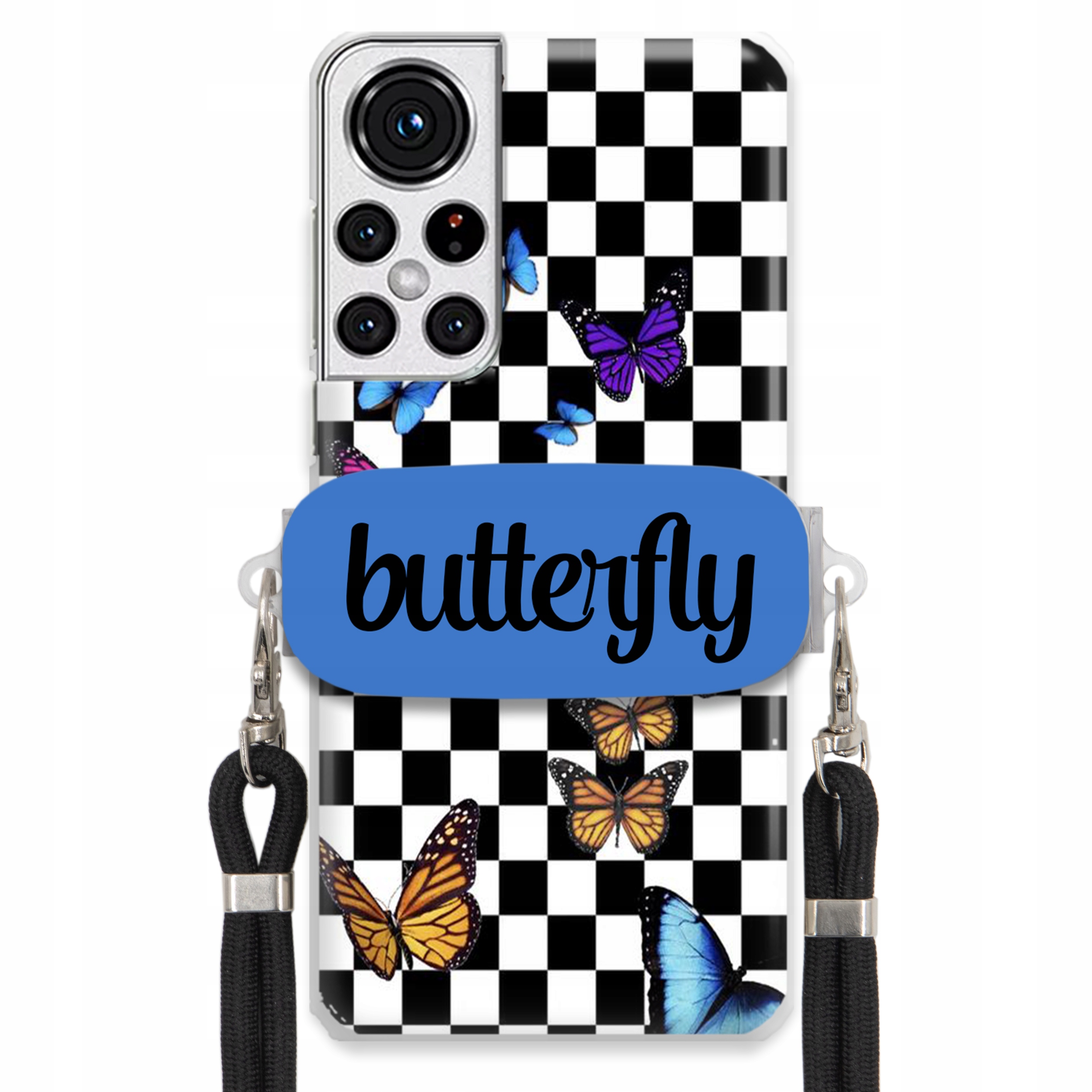 Puzdro Pre Samsung S22 Plus Case, Obdĺžnikový Držiak, Vodítko, Butterfly, Motýle