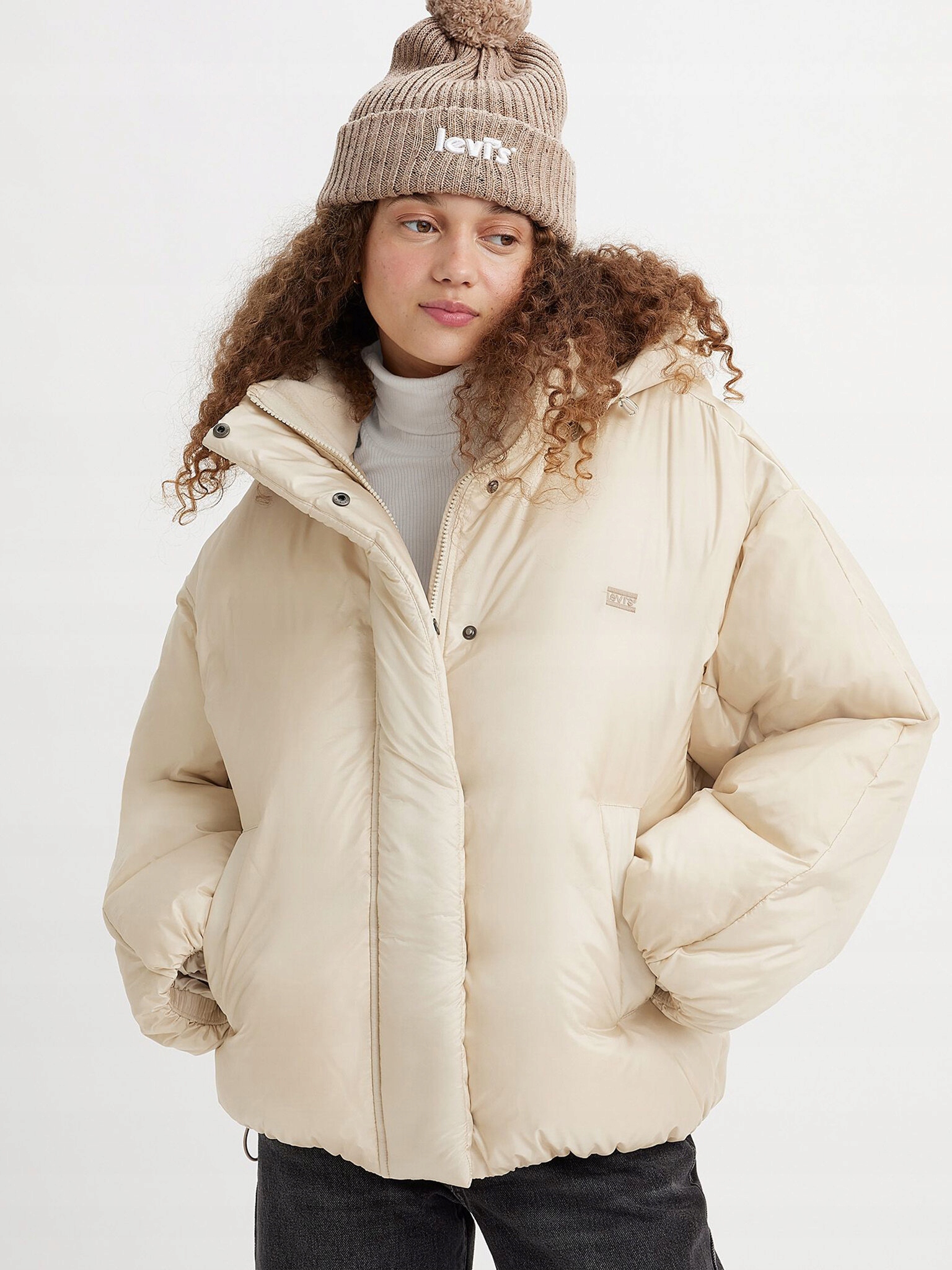 Levi's Dámská Béžová Péřová Bunda S Kapucí Xs 6FA